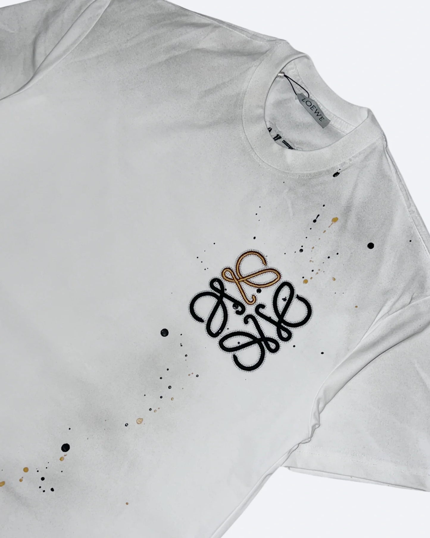 Loewe - Black/Gold Logo Embroidery T-Shirt - Dirty White