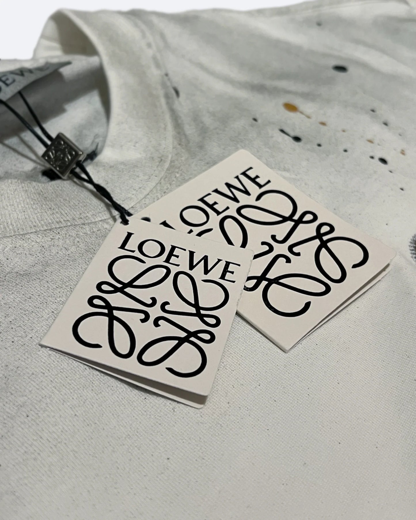 Loewe - Black/Gold Logo Embroidery T-Shirt - Dirty White