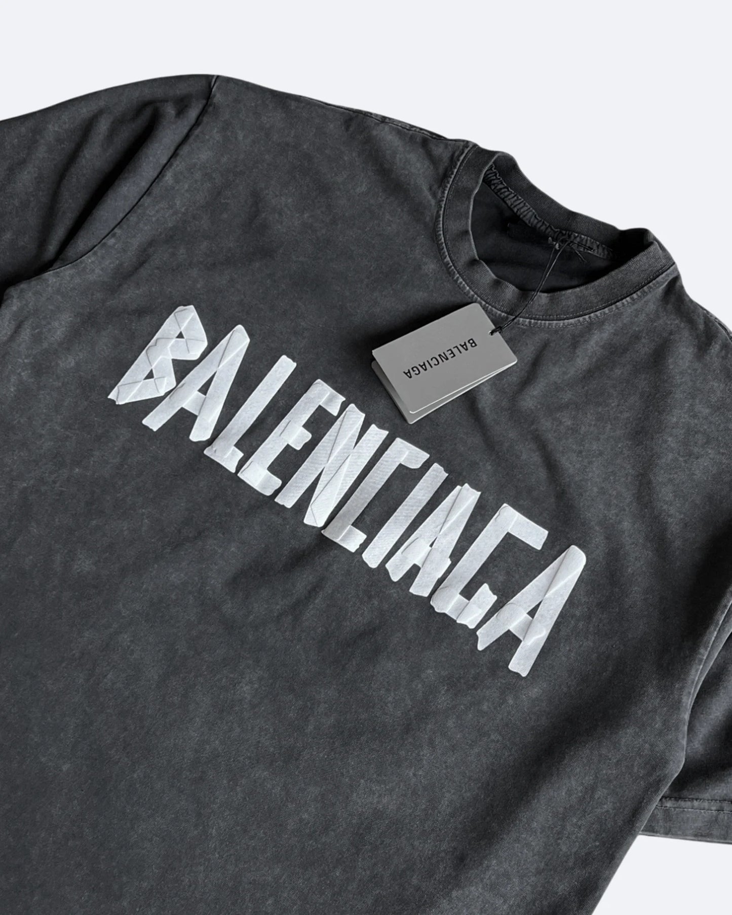 Balenciaga - White Tape T-Shirt - Dark Gray