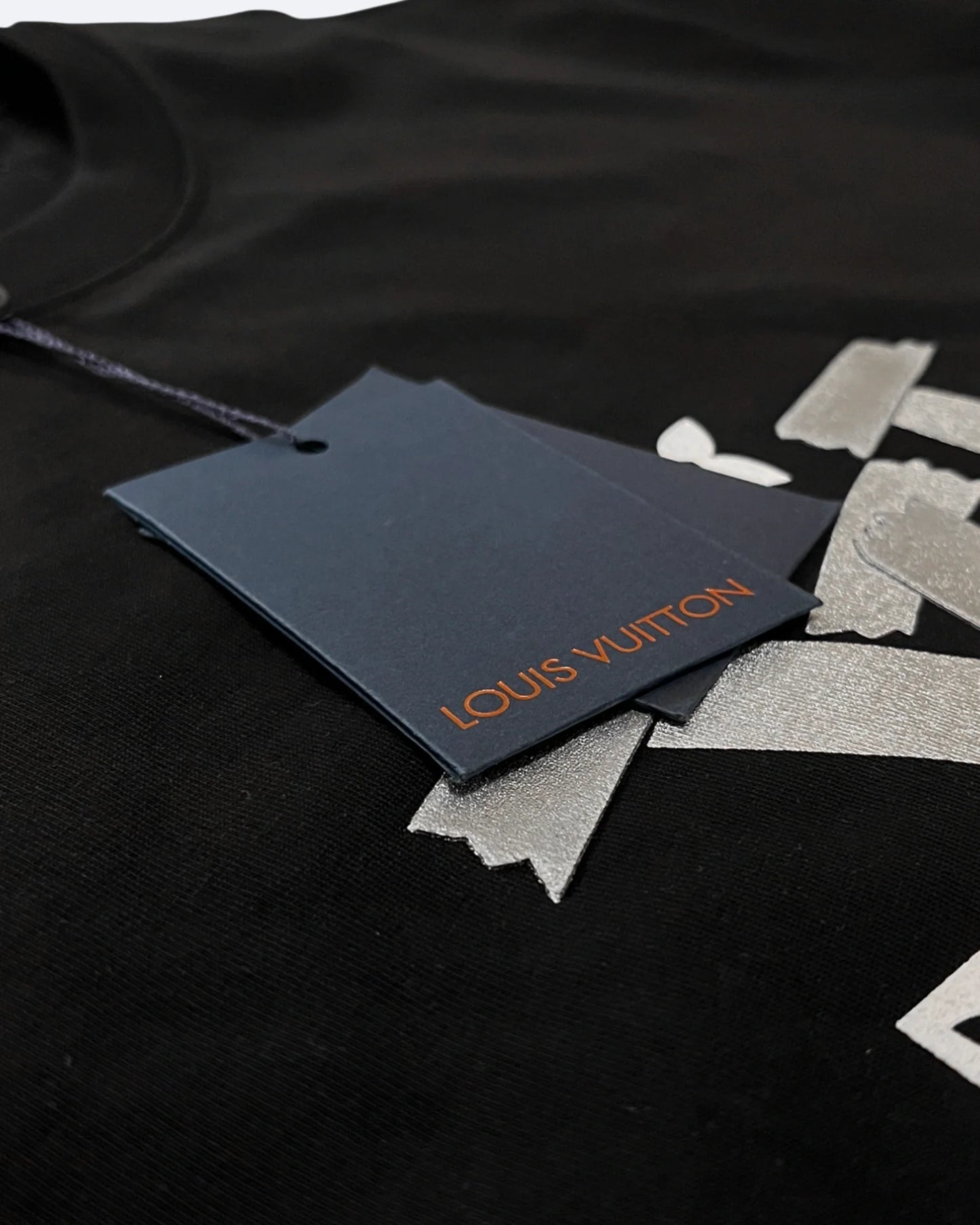 LVTN - Silver Tape Monogram T-Shirt - Black