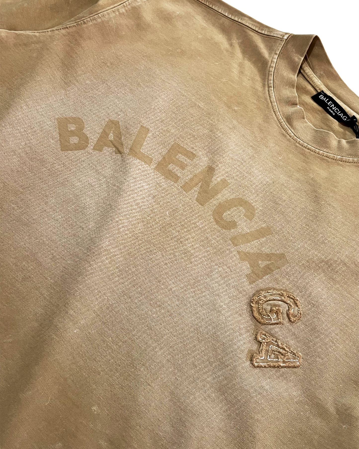 Balenciaga - Curved Logo T-Shirt - Beige