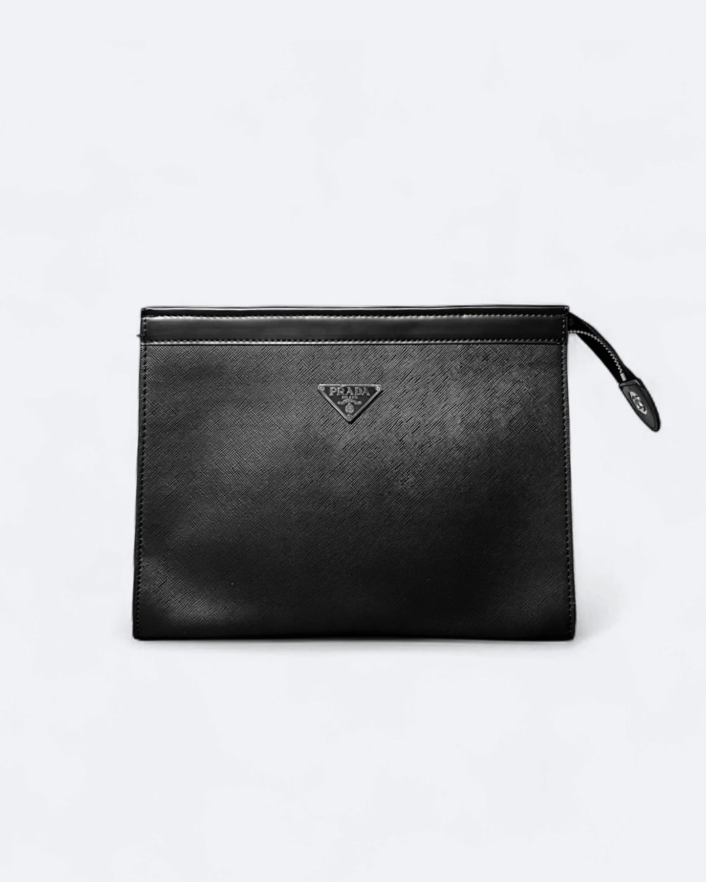 Prada - Logo Plate Clutch - Black