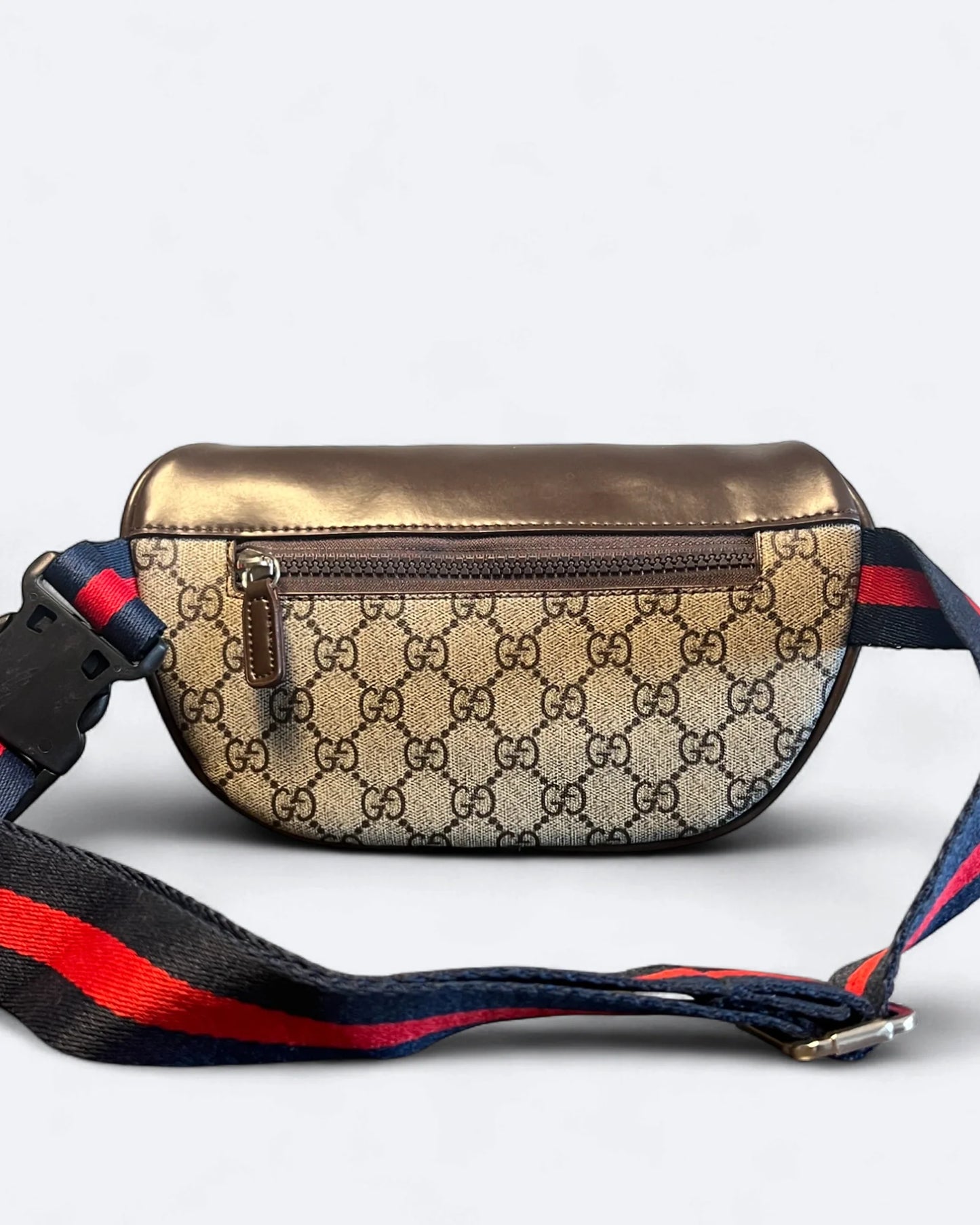 GC - GG Canvas Stripe Crossbody Bag - Beige/Brown