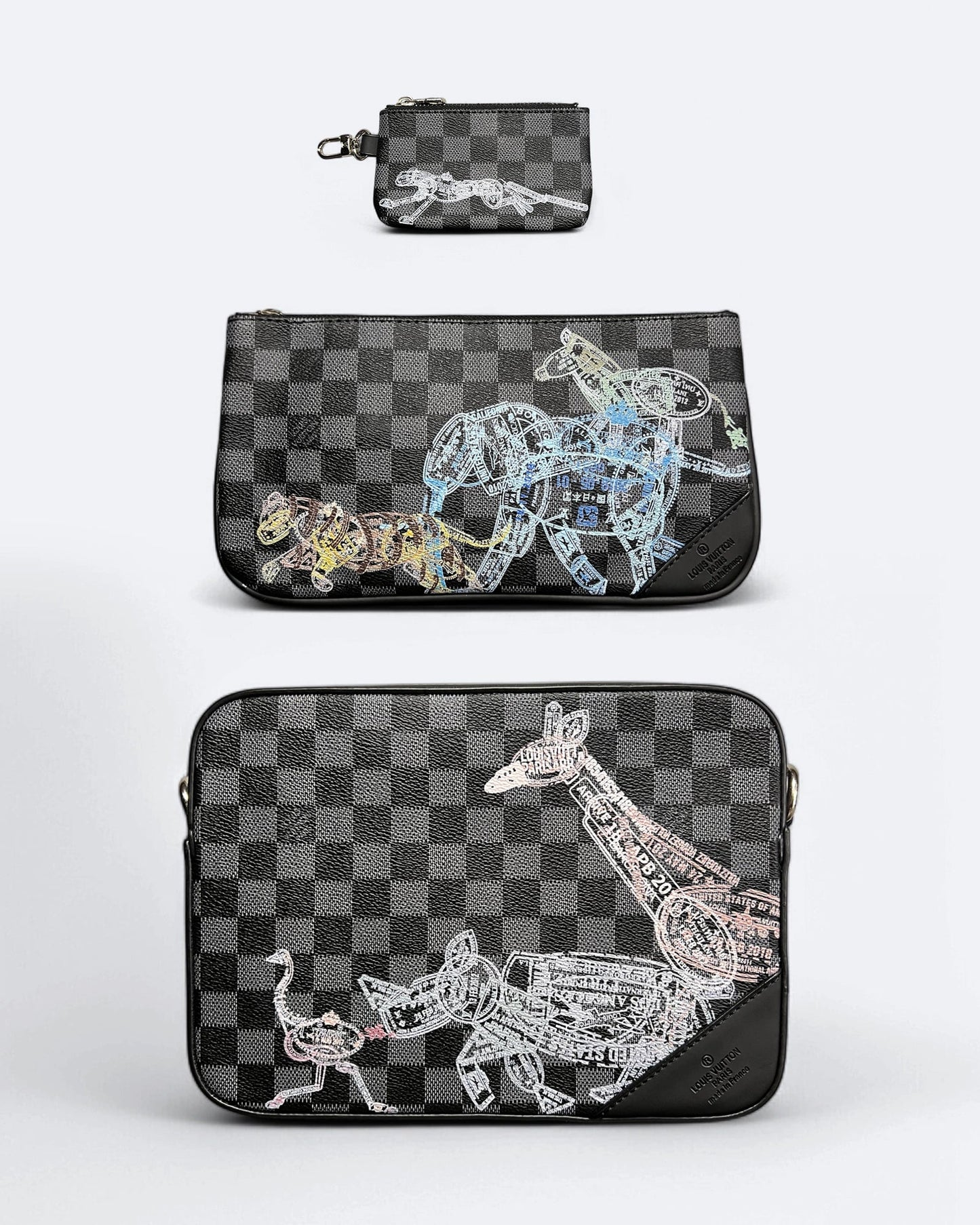 Louis Vuitton - Animal Passport Stamps Damier Trio Bags - Black