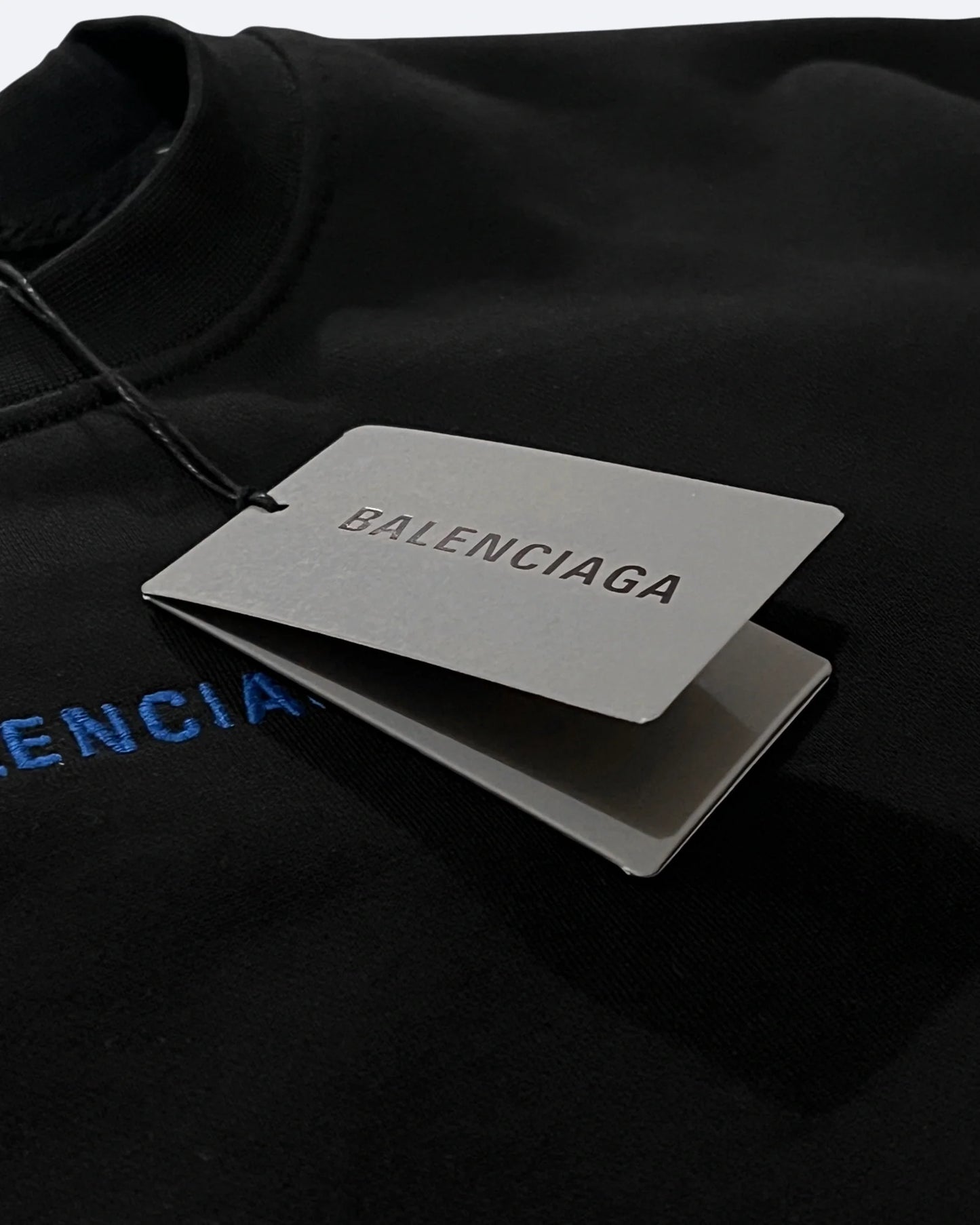 Balenciaga - Blue Logo Embroidery Sweatshirt - Black