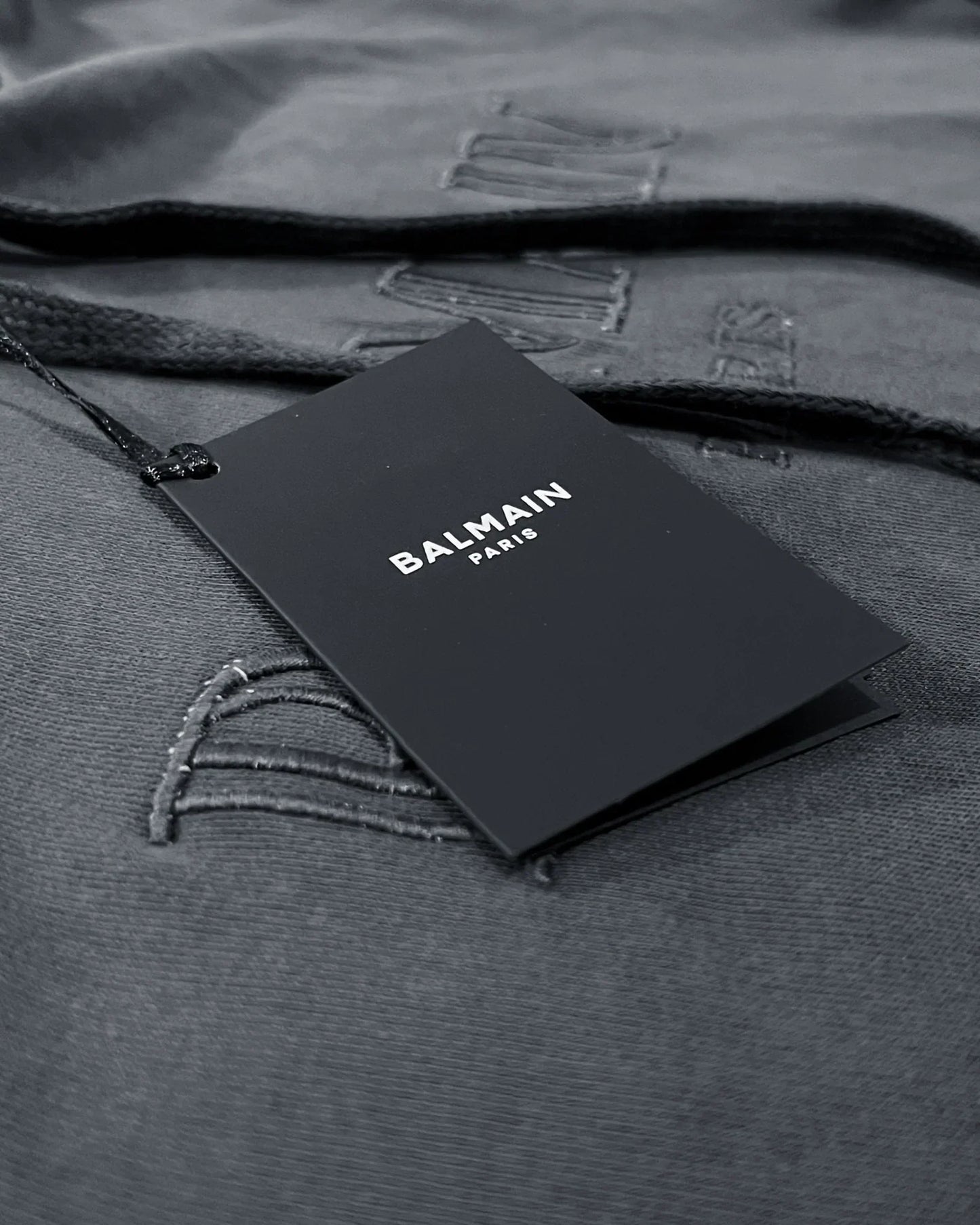 Balmain - Logo Embroidery Hoodie - Slate Blue