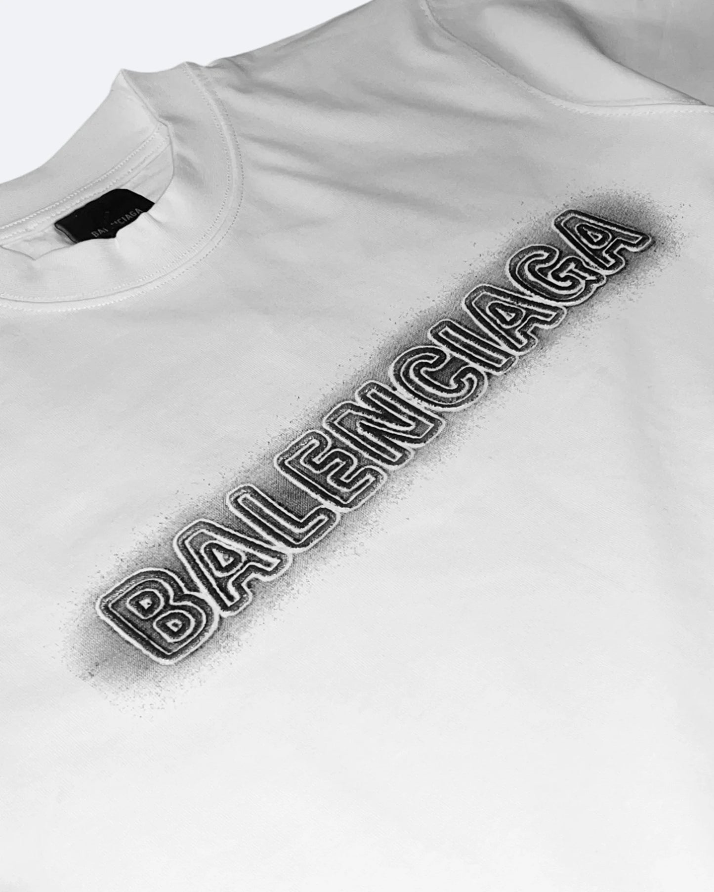 Balenciaga - Sprayed Logo Embroidery T-Shirt - White