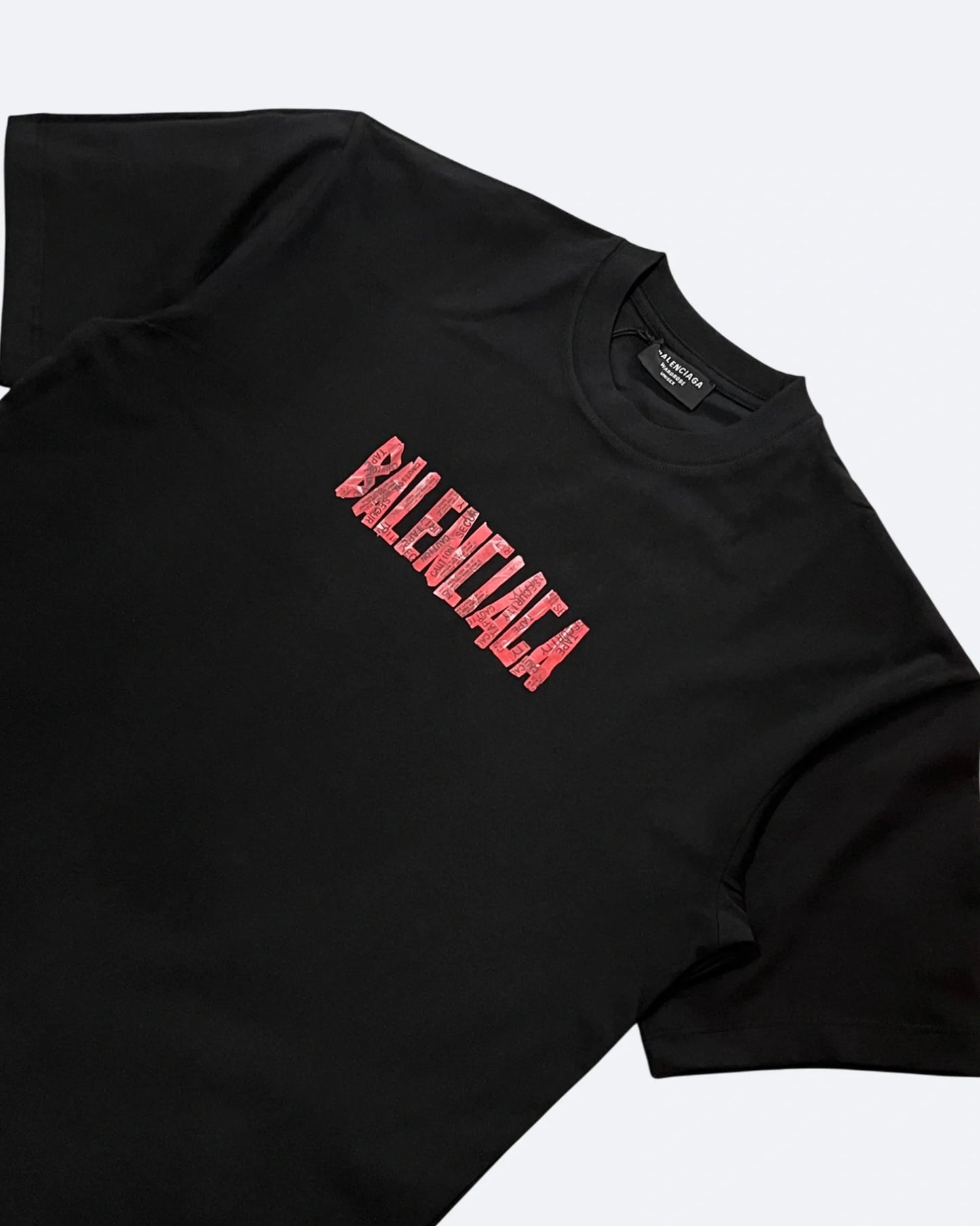 Balenciaga - Red Caution Tape T-Shirt - Black