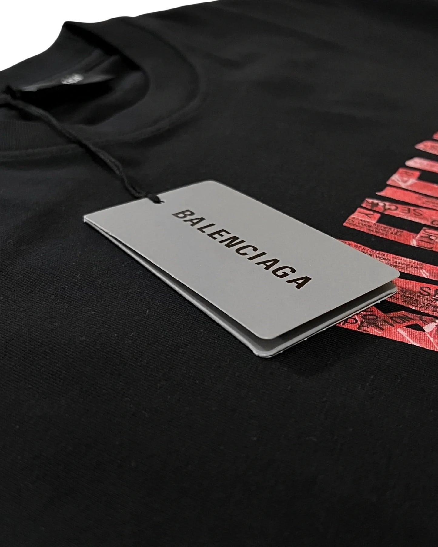 Balenciaga - Red Caution Tape T-Shirt - Black