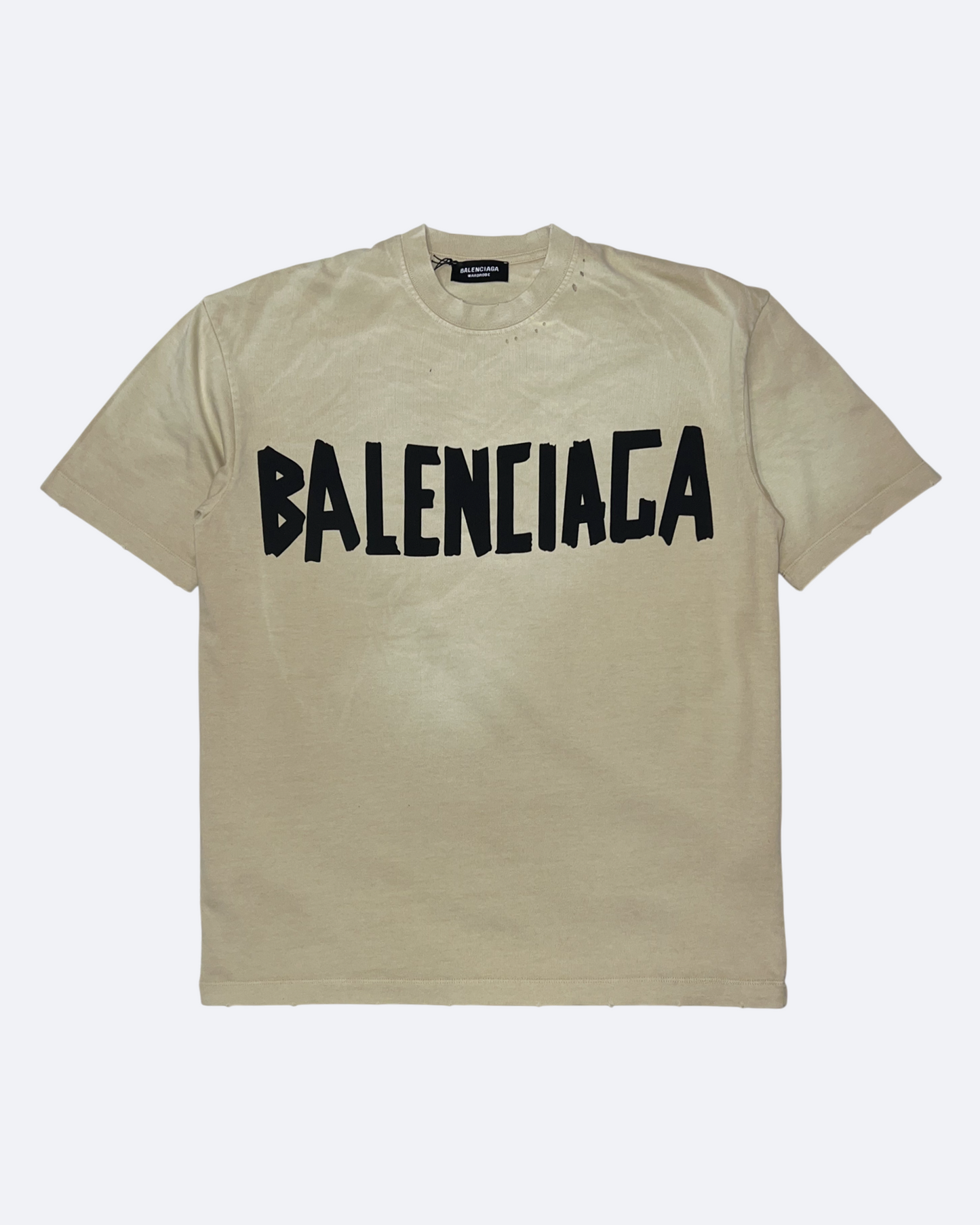 Balenciaga - Black Tape Distressed T-Shirt - Cream