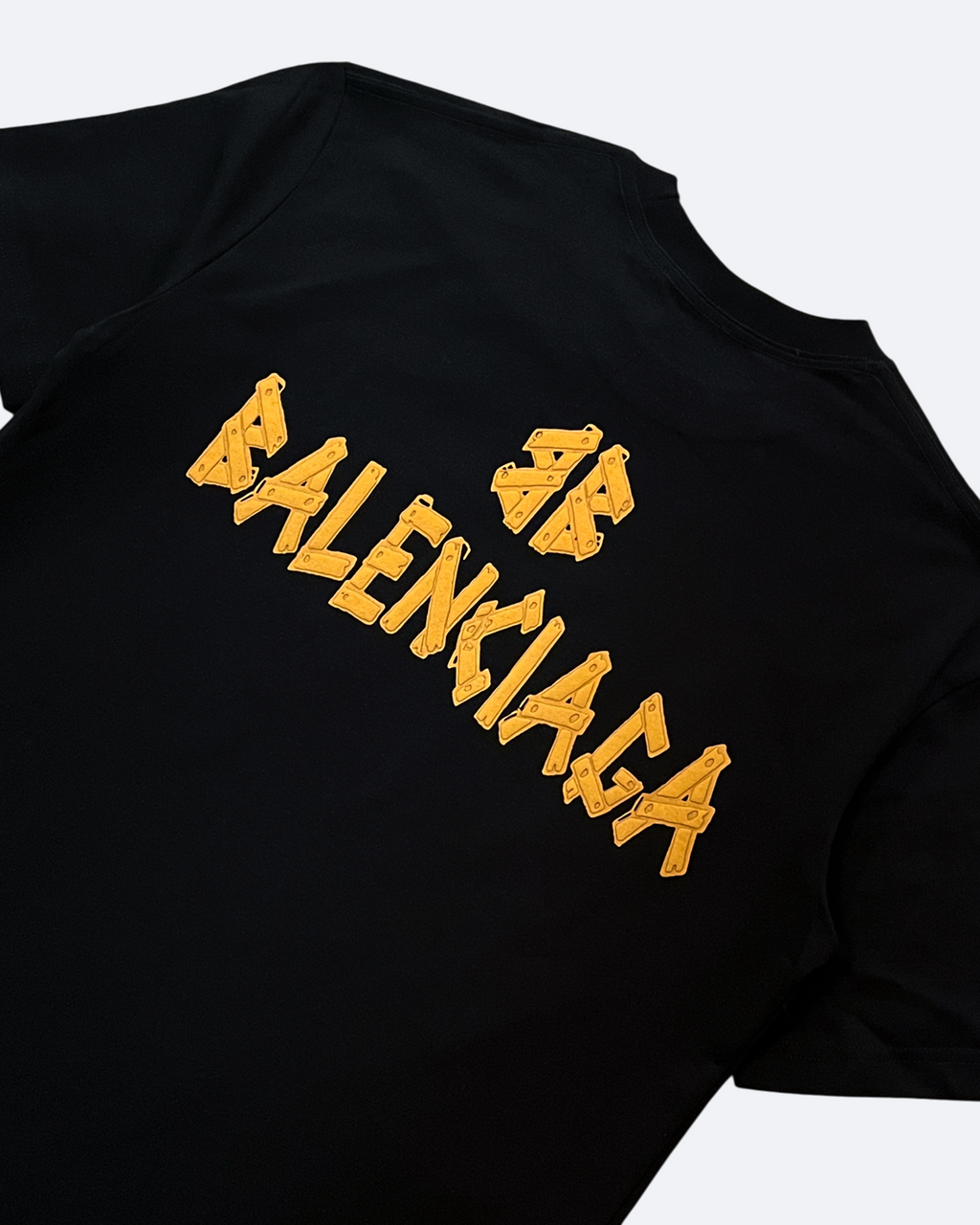 Balenciaga - Yellow Plank Logo T-Shirt - Black