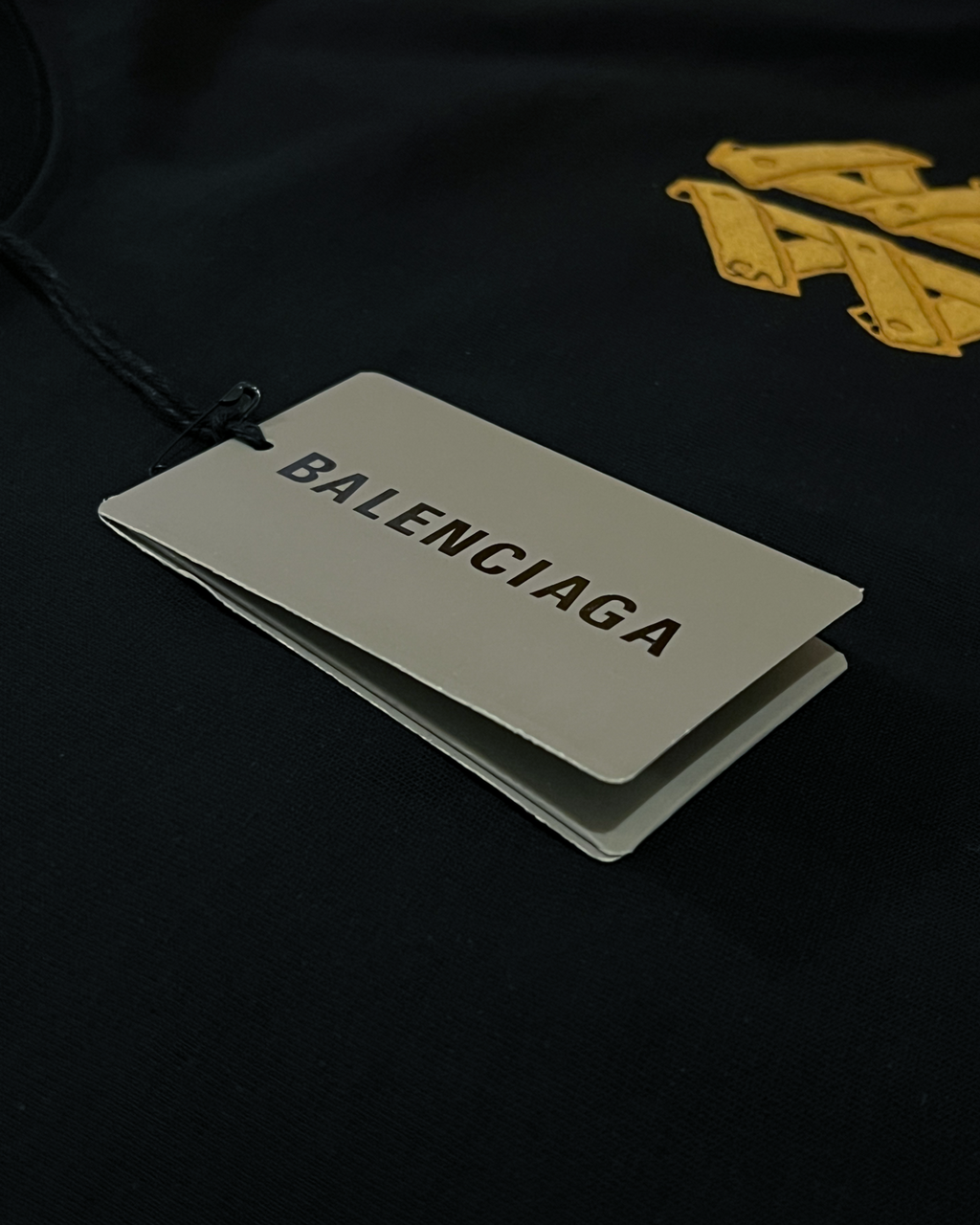 Balenciaga - Yellow Plank Logo T-Shirt - Black