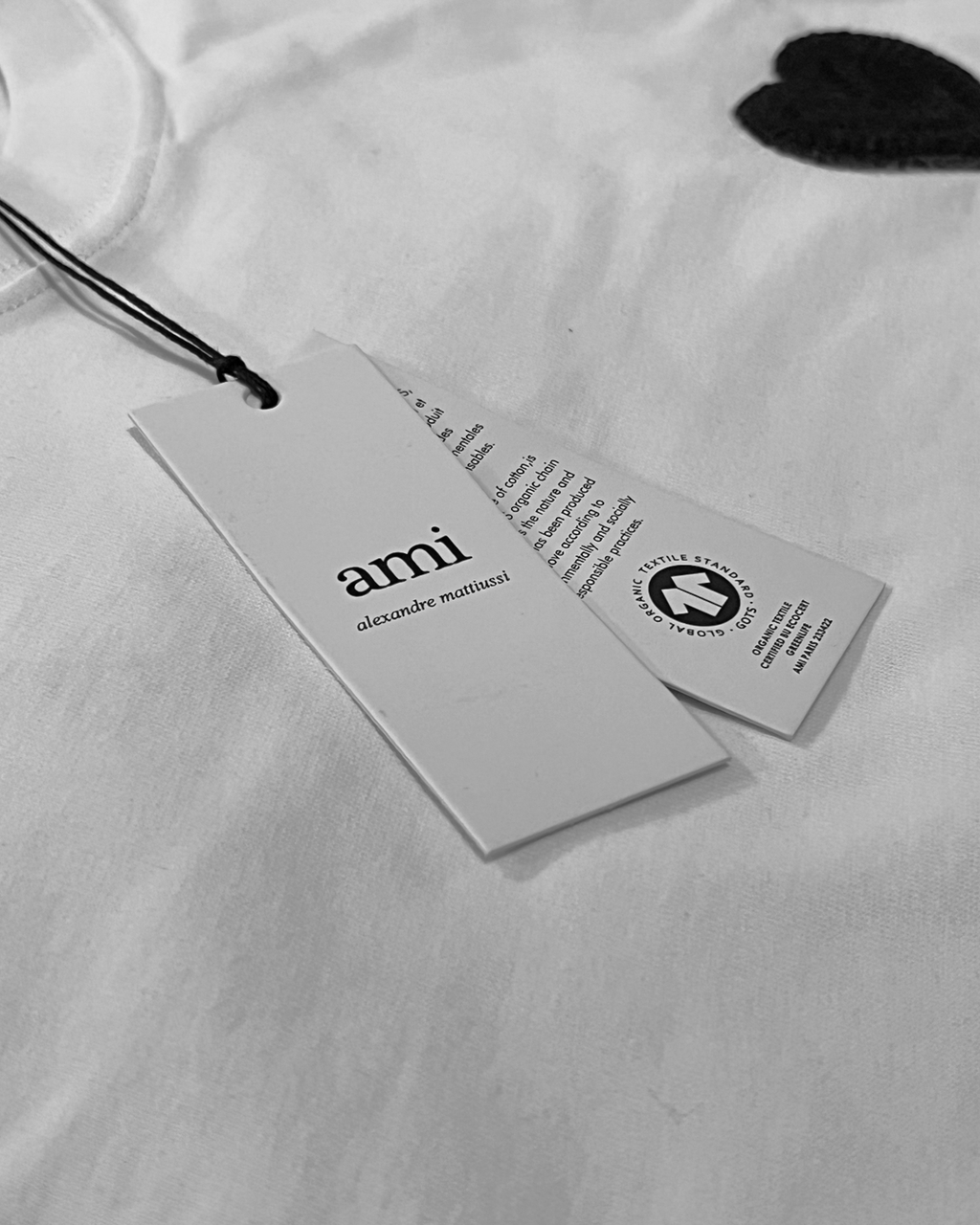 AMI - Black Hearth Logo Embroidery T-Shirt - White