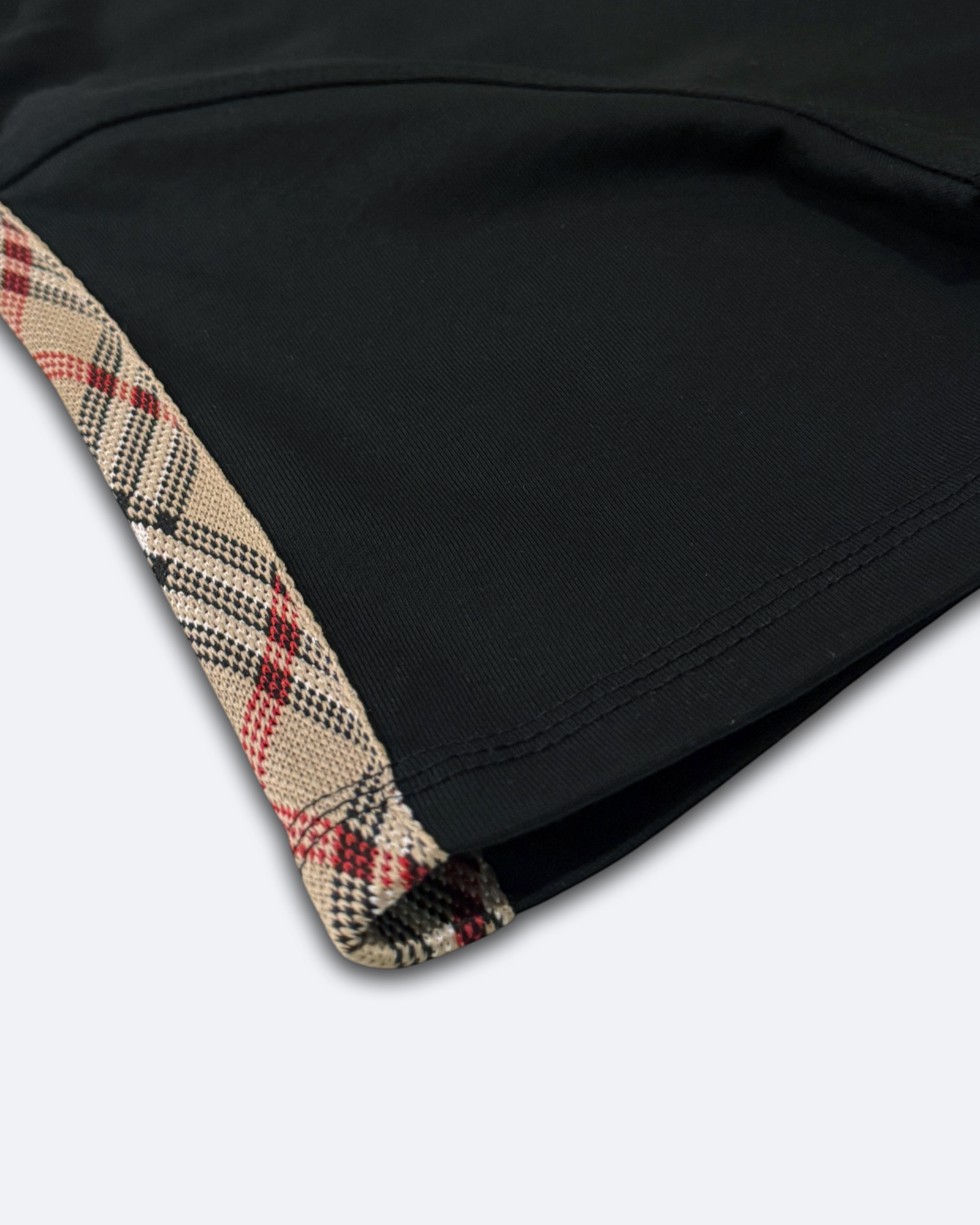 Burberry - Check Stripe Sleeve T-Shirt - Black