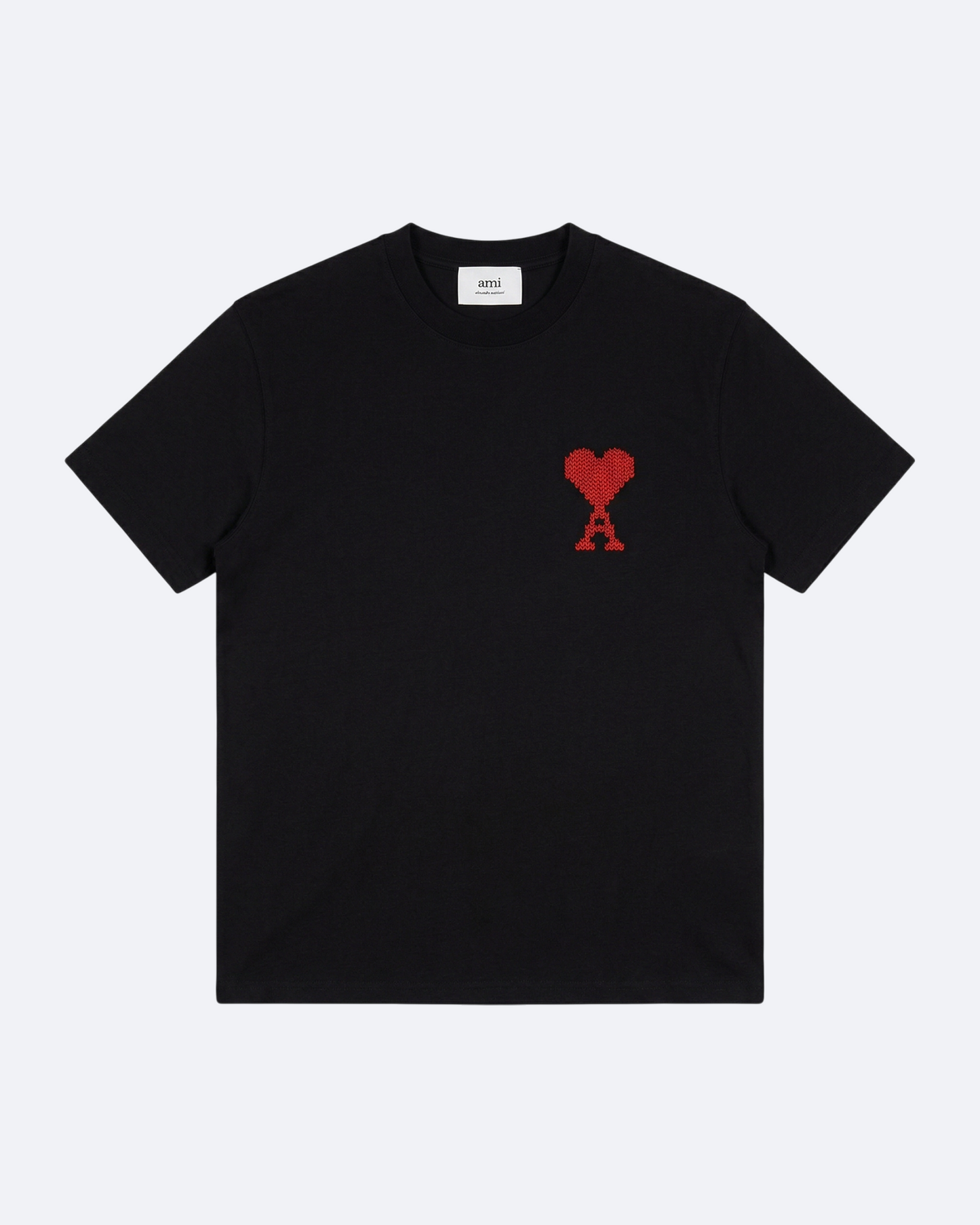 AMI - Red Logo Embroidery T-Shirt - Black
