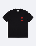 AMI - Red Logo Embroidery T-Shirt - Black