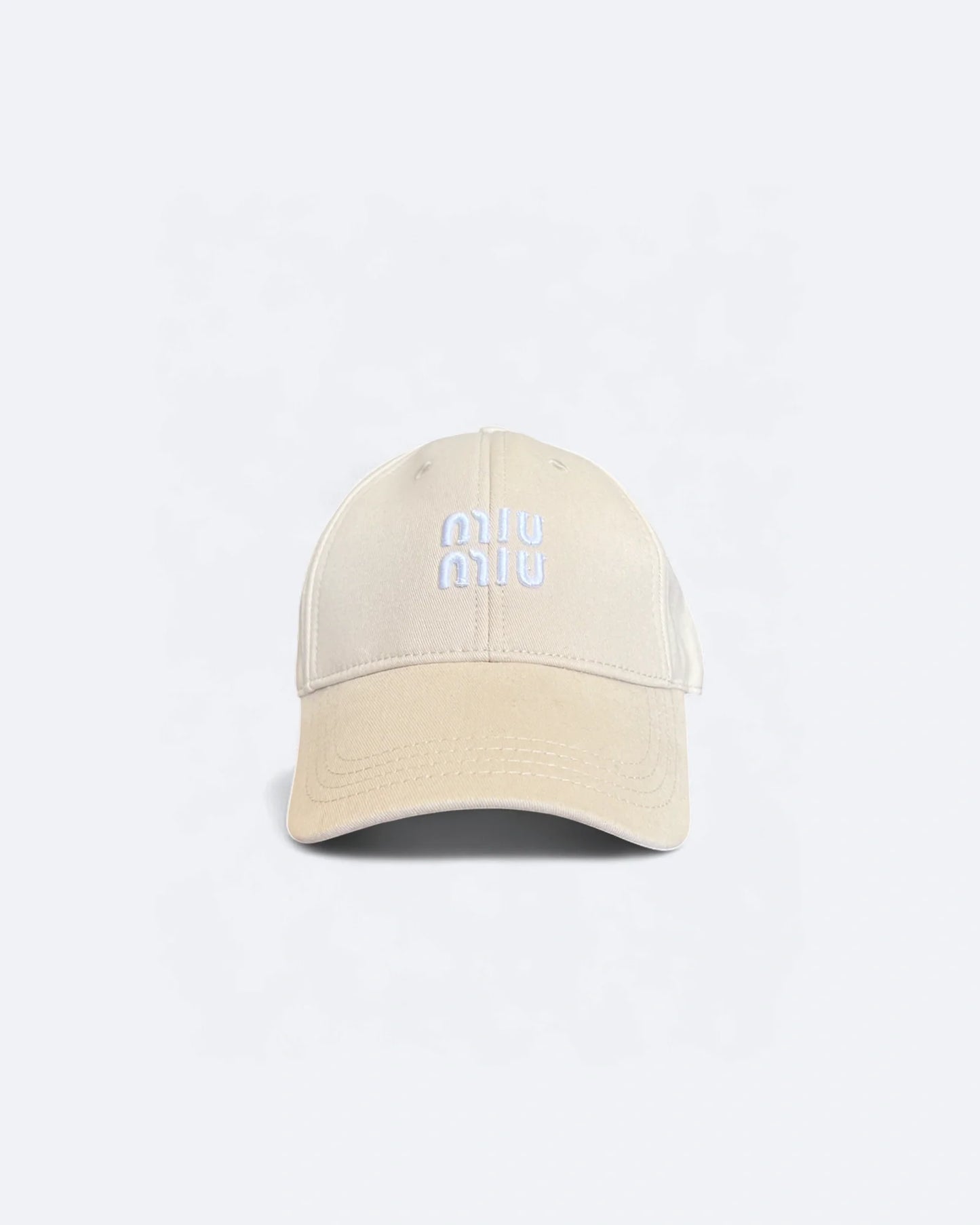 Miu Miu - White Logo Embroidery Cap - Cream