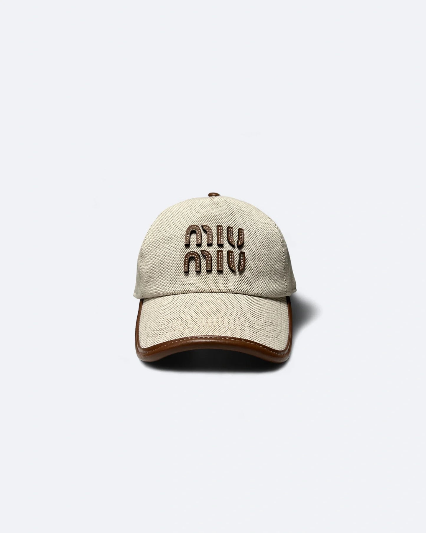 Miu Miu - Cavnas and Leather Logo Cap - Beige
