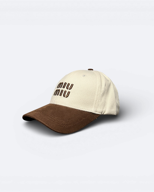 Miu Miu - Logo Embroidery Cap - Cream/Brown