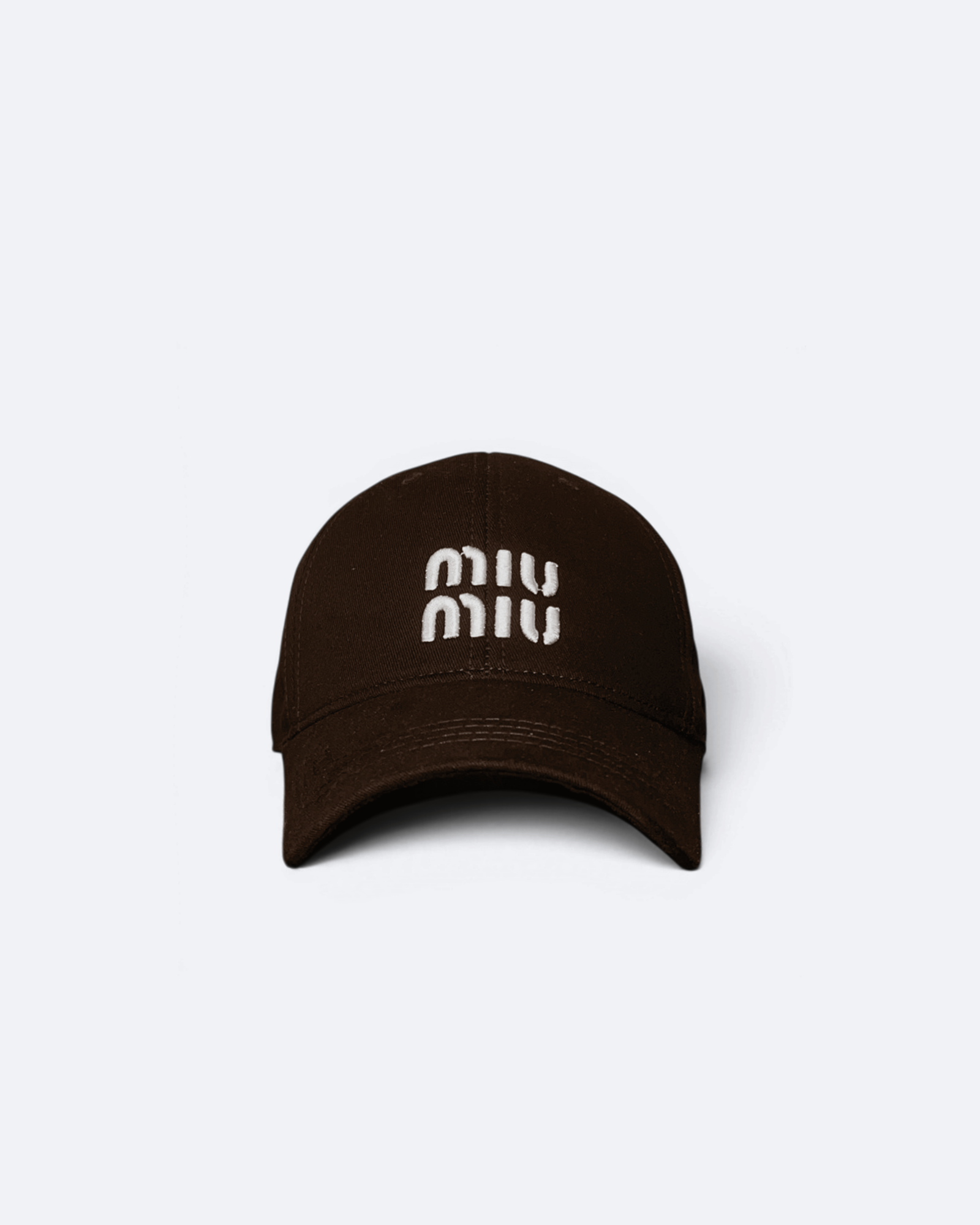 Miu Miu - White Logo Embroidery Cap - Dark Brown