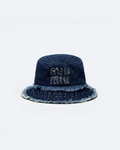 Miu Miu - Distressed Denim Bucket Hat - Dark Blue