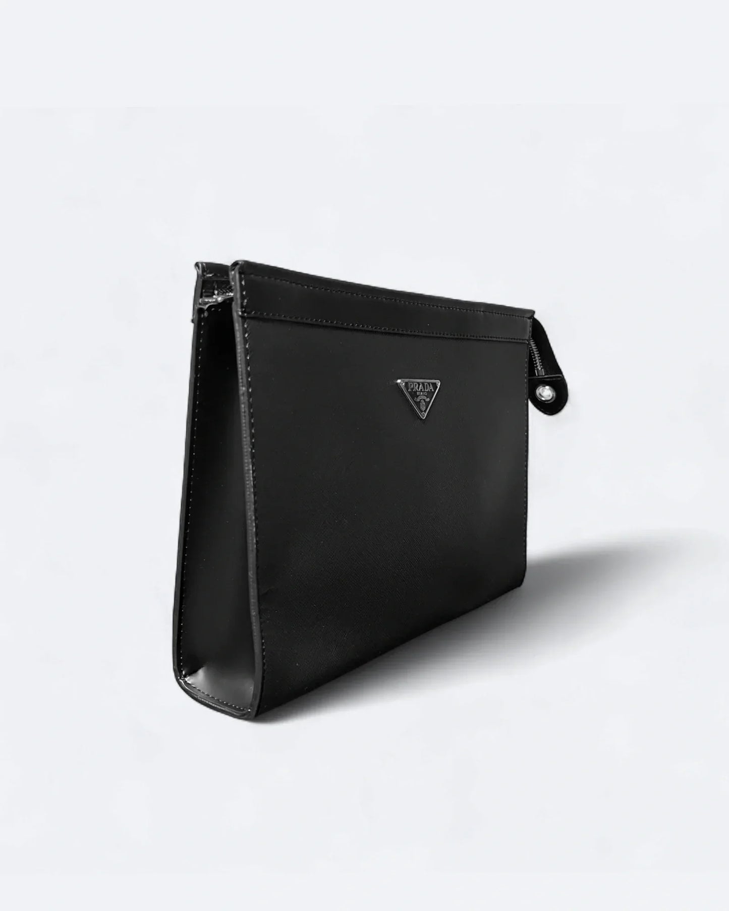 Prada - Logo Plate Clutch - Black