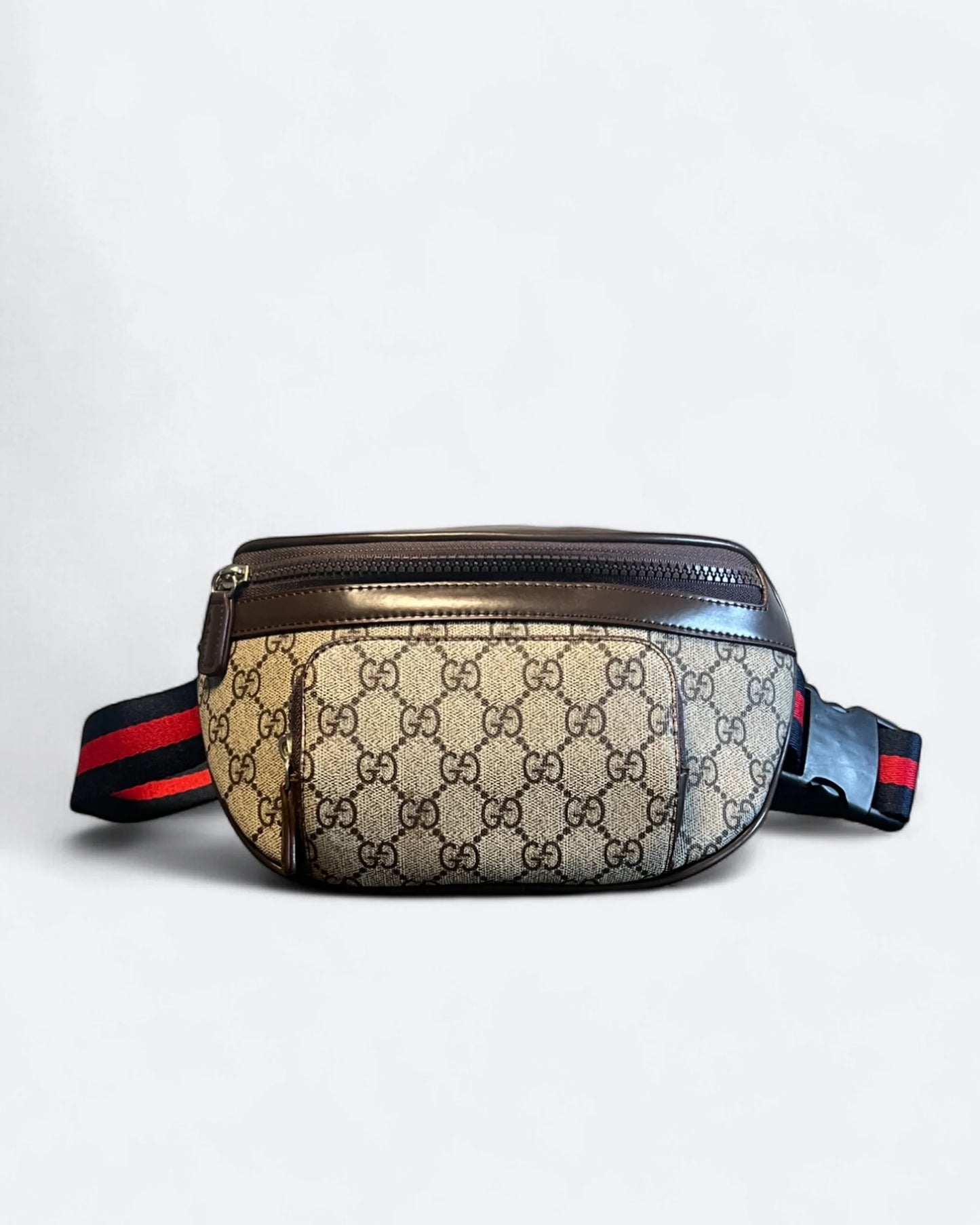 GC - GG Canvas Stripe Crossbody Bag - Beige/Brown