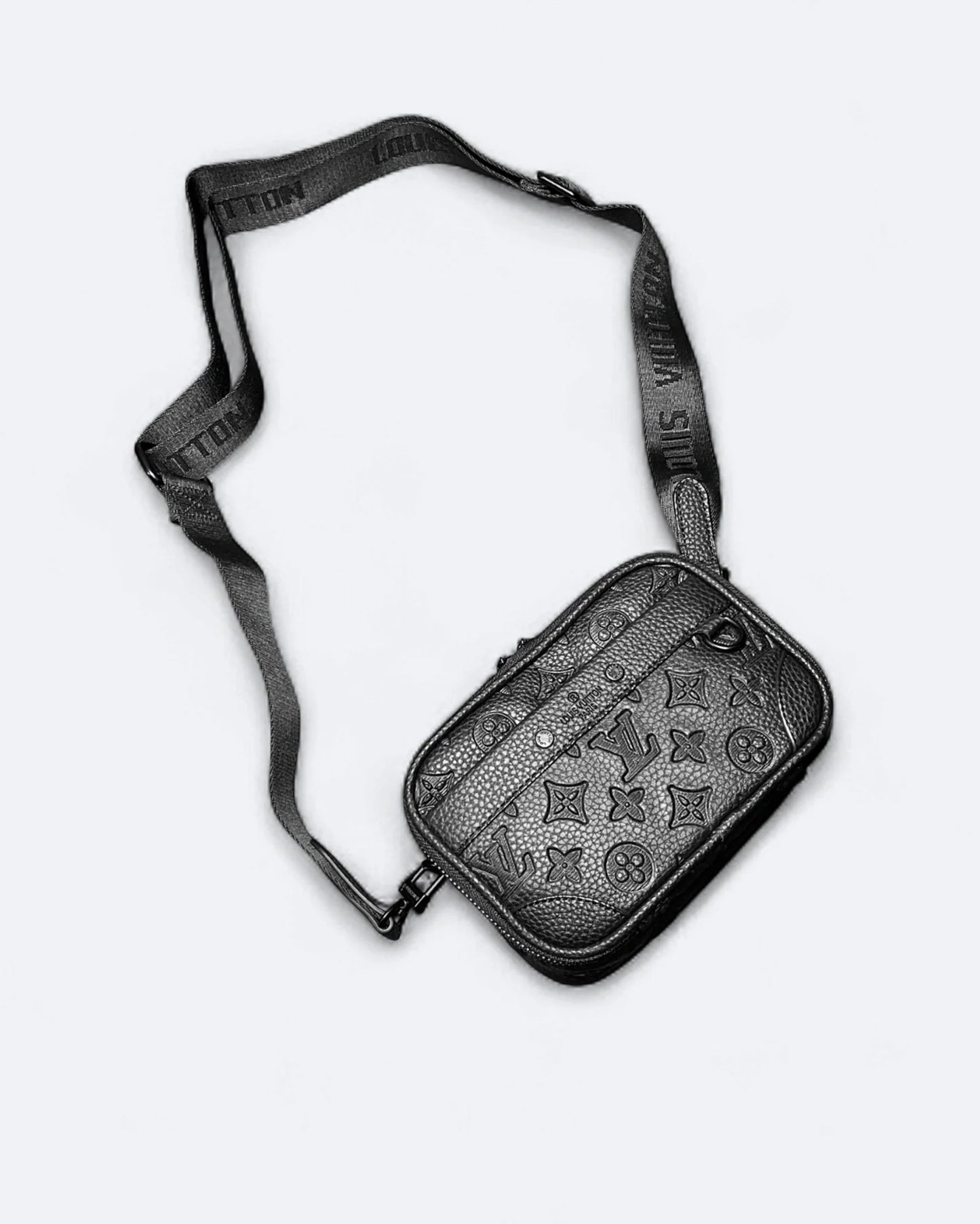 LVTN - Alpha Leather Embossed Crossbody Bag - Black