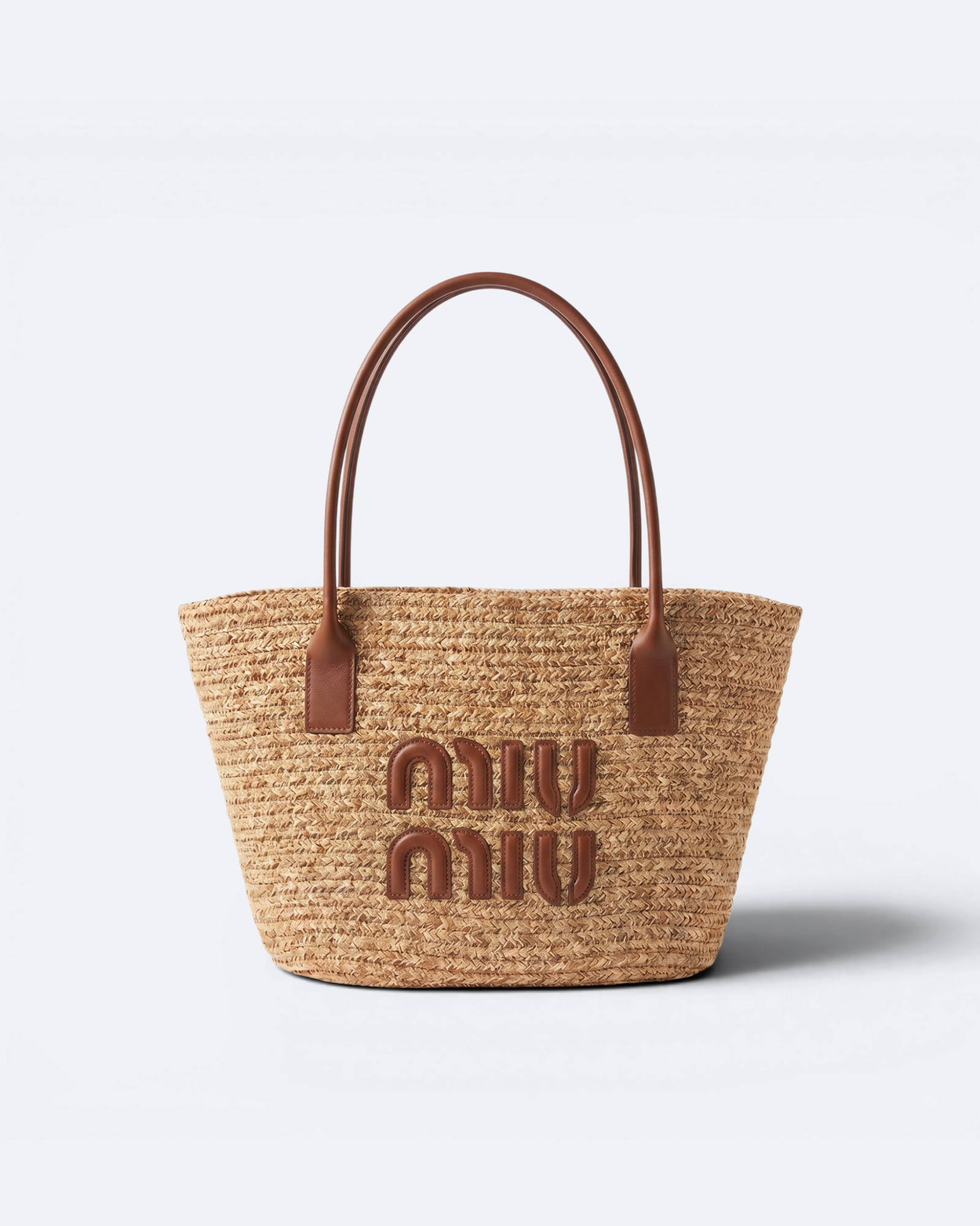Miu Miu - Woven Bag - Natural Beige/Leather
