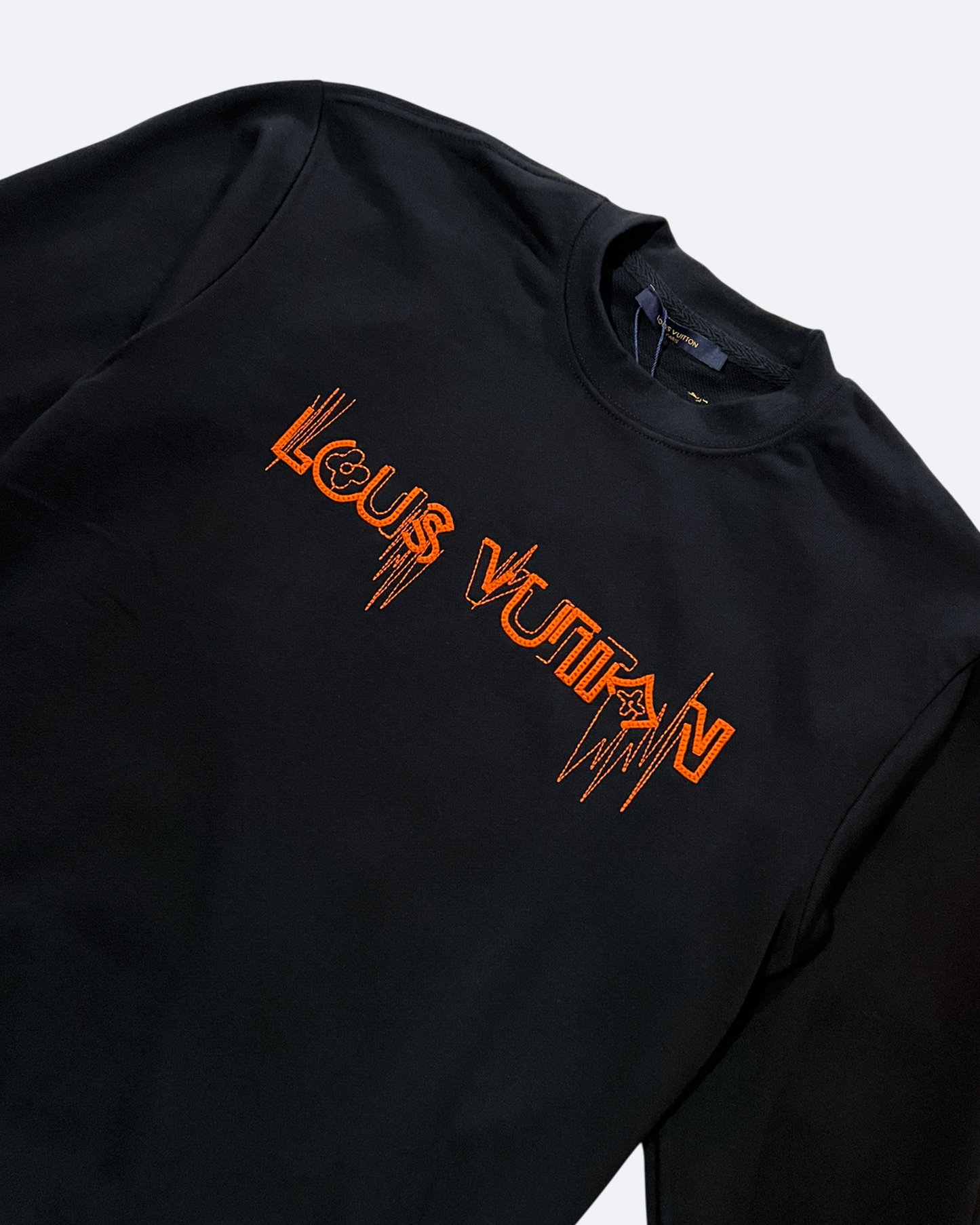 LVTN - Orange Logotype Embroidery Sweatshirt - Black