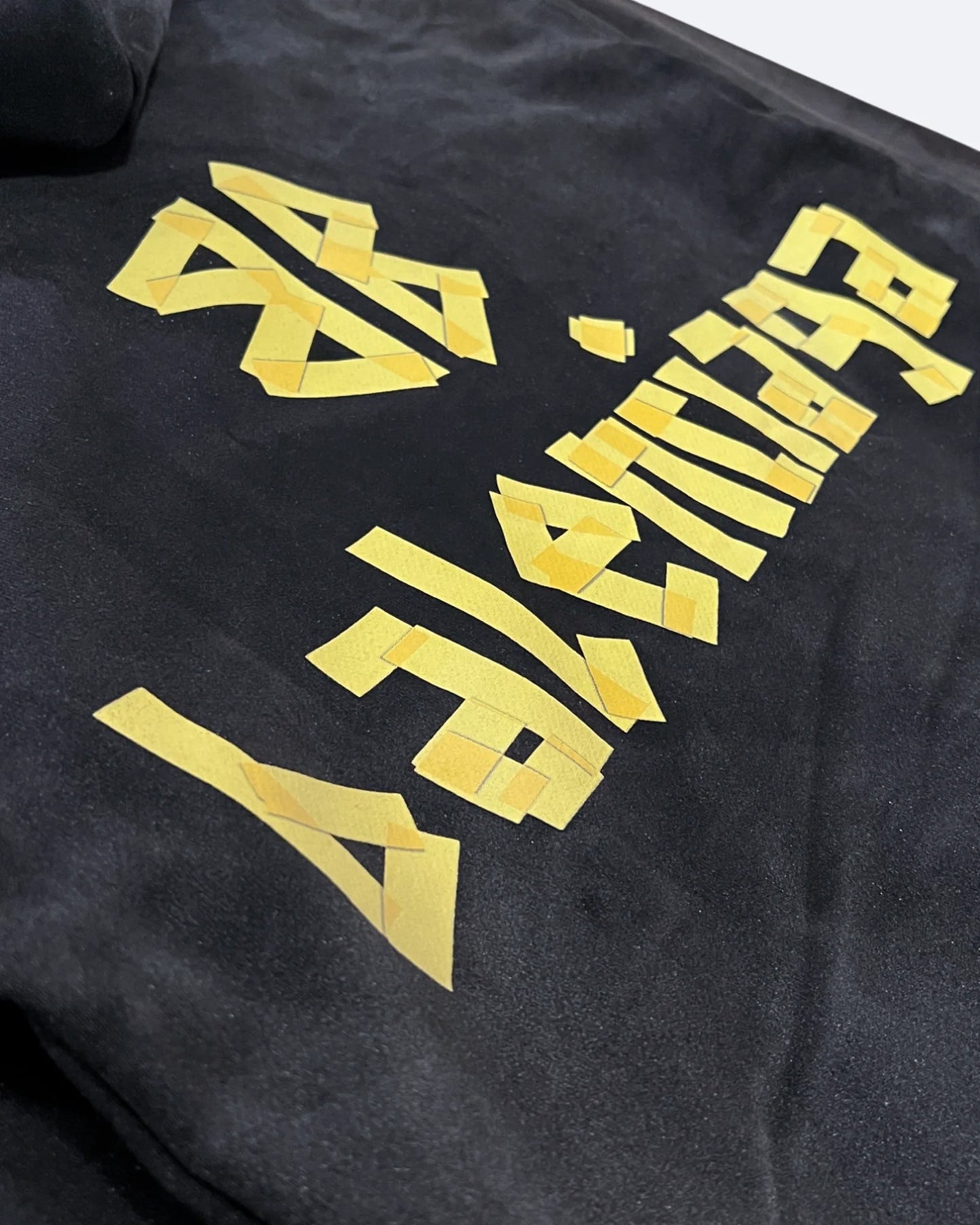 Balenciaga - Yellow Tape Distressed Hoodie - Washed Black