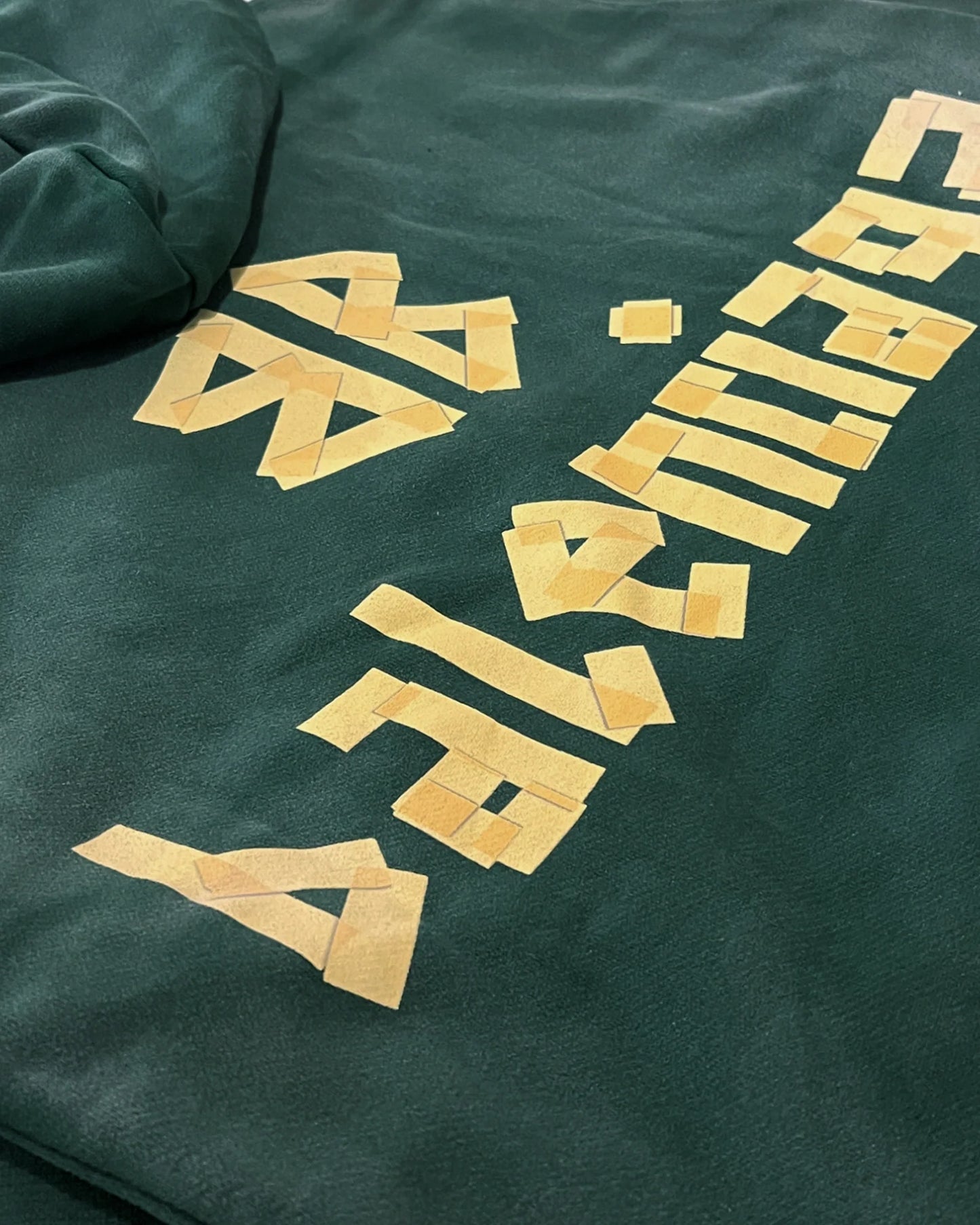 Balenciaga - Yellow Tape Distressed Hoodie - Washed Green
