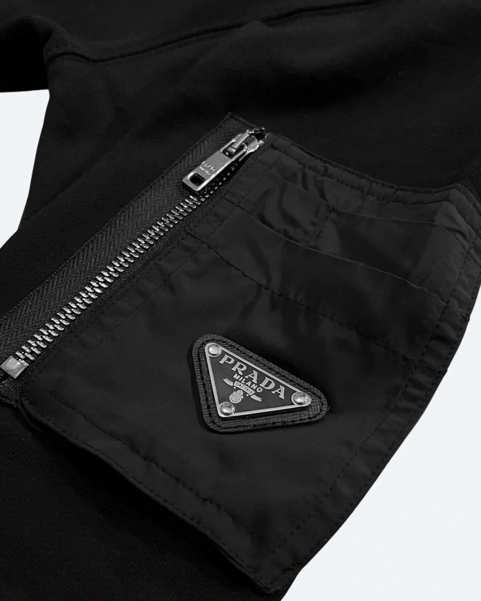 Prada - Sleeve Pocket Sweatshirt - Black