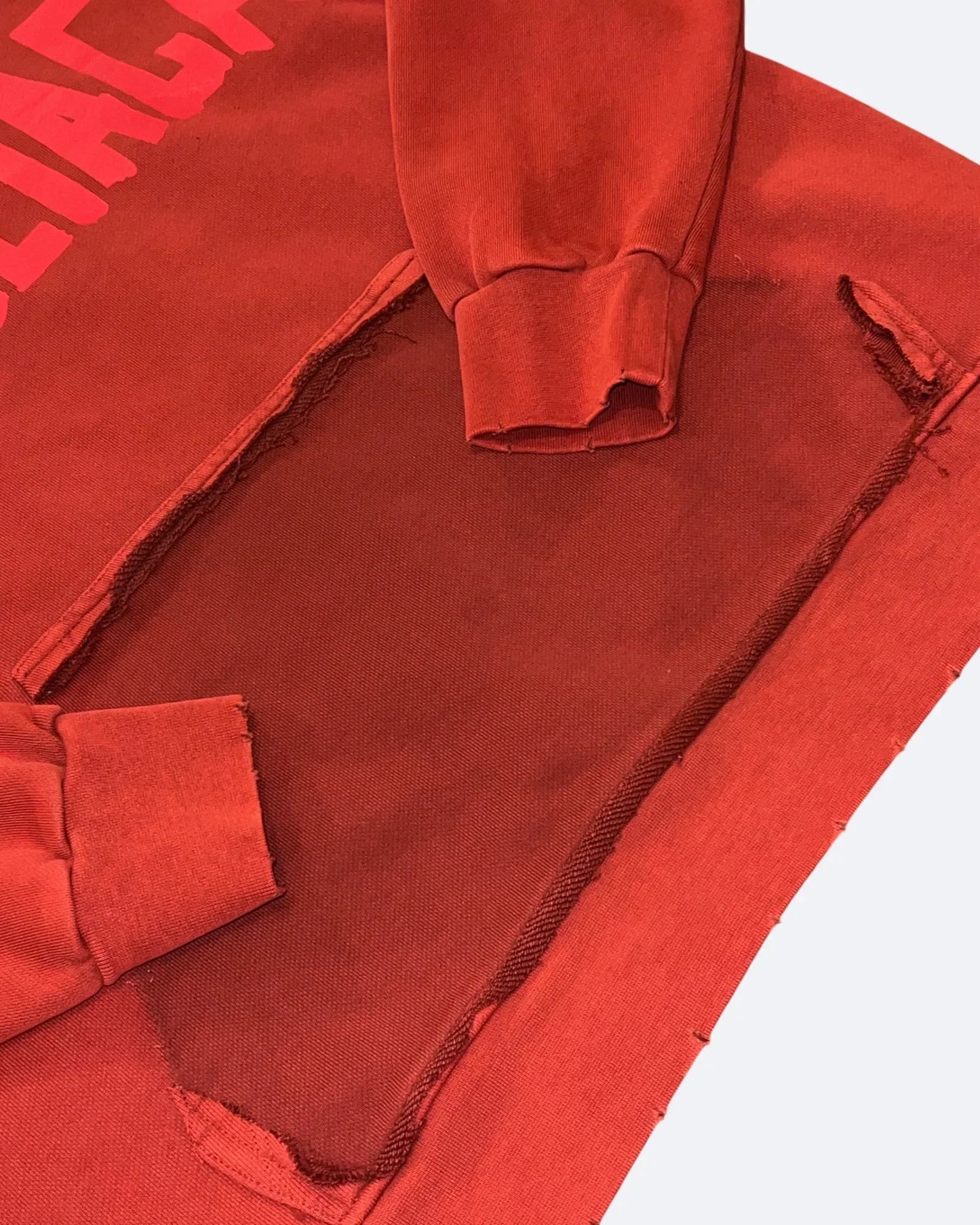 Balenciaga - Red Tape Distressed Hoodie - Washed Red
