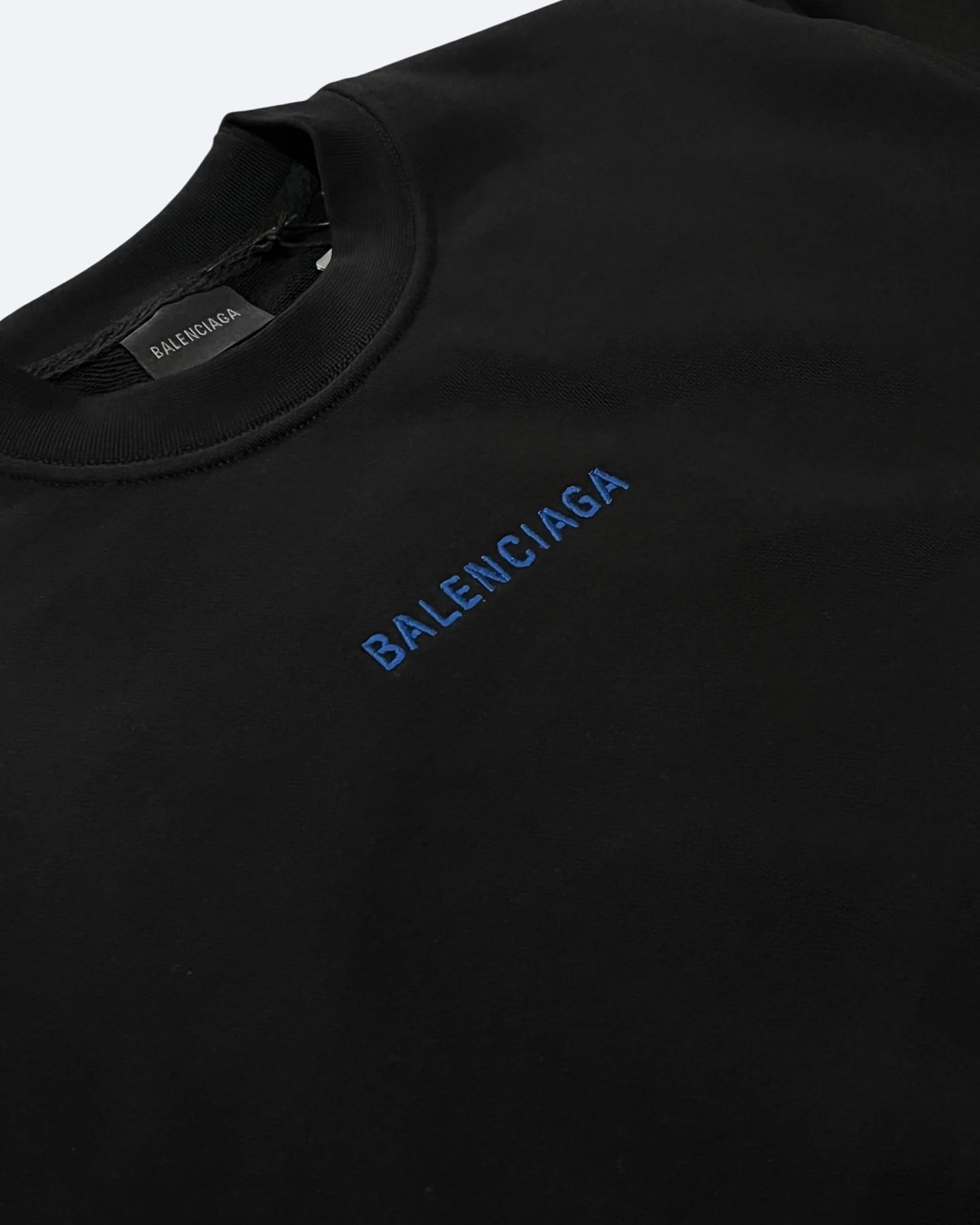 Balenciaga - Blue Logo Embroidery Sweatshirt - Black