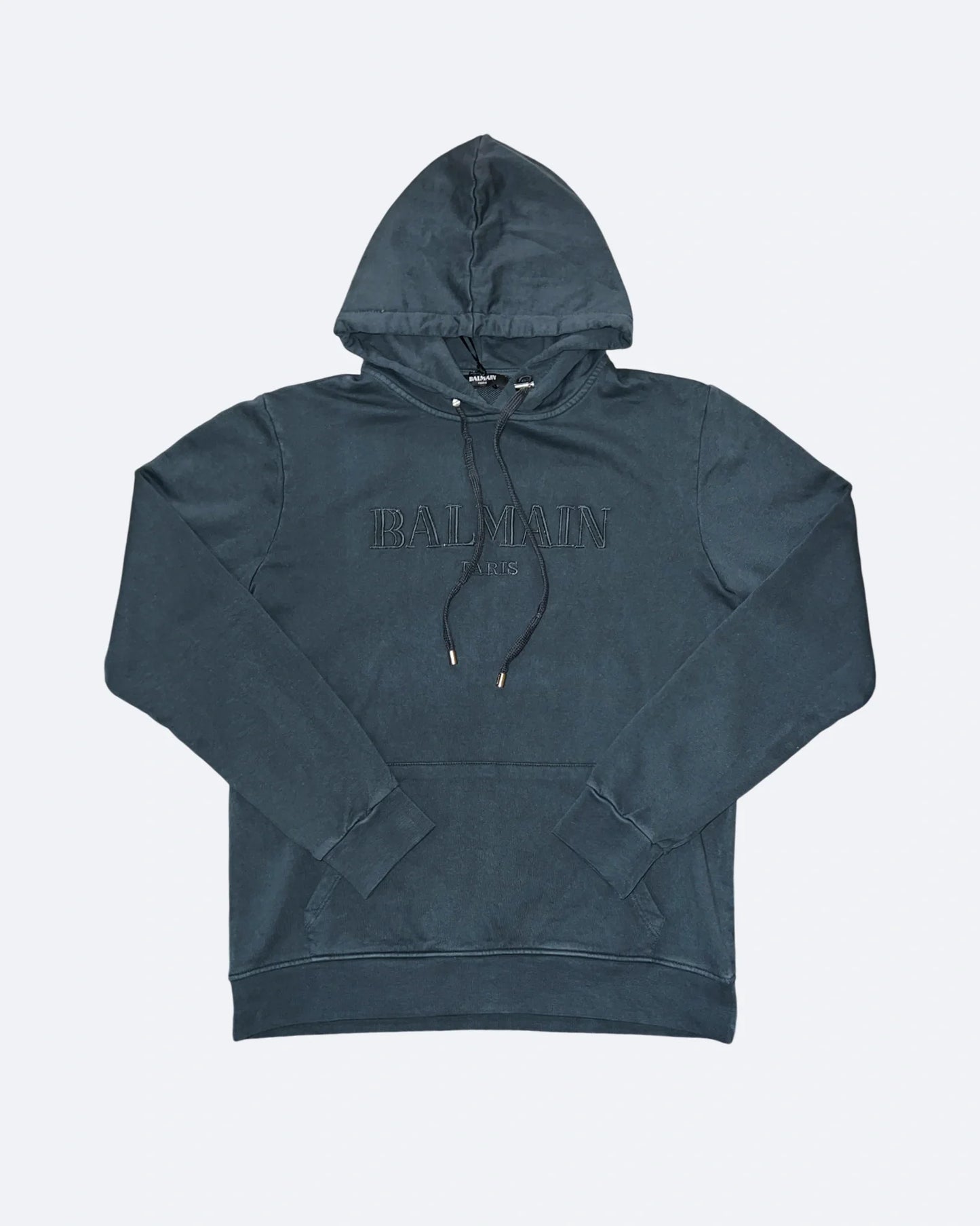 Balmain - Logo Embroidery Hoodie - Slate Blue