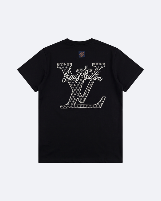 LVTN - Cursive Monogram Embroidery T-Shirt - Black