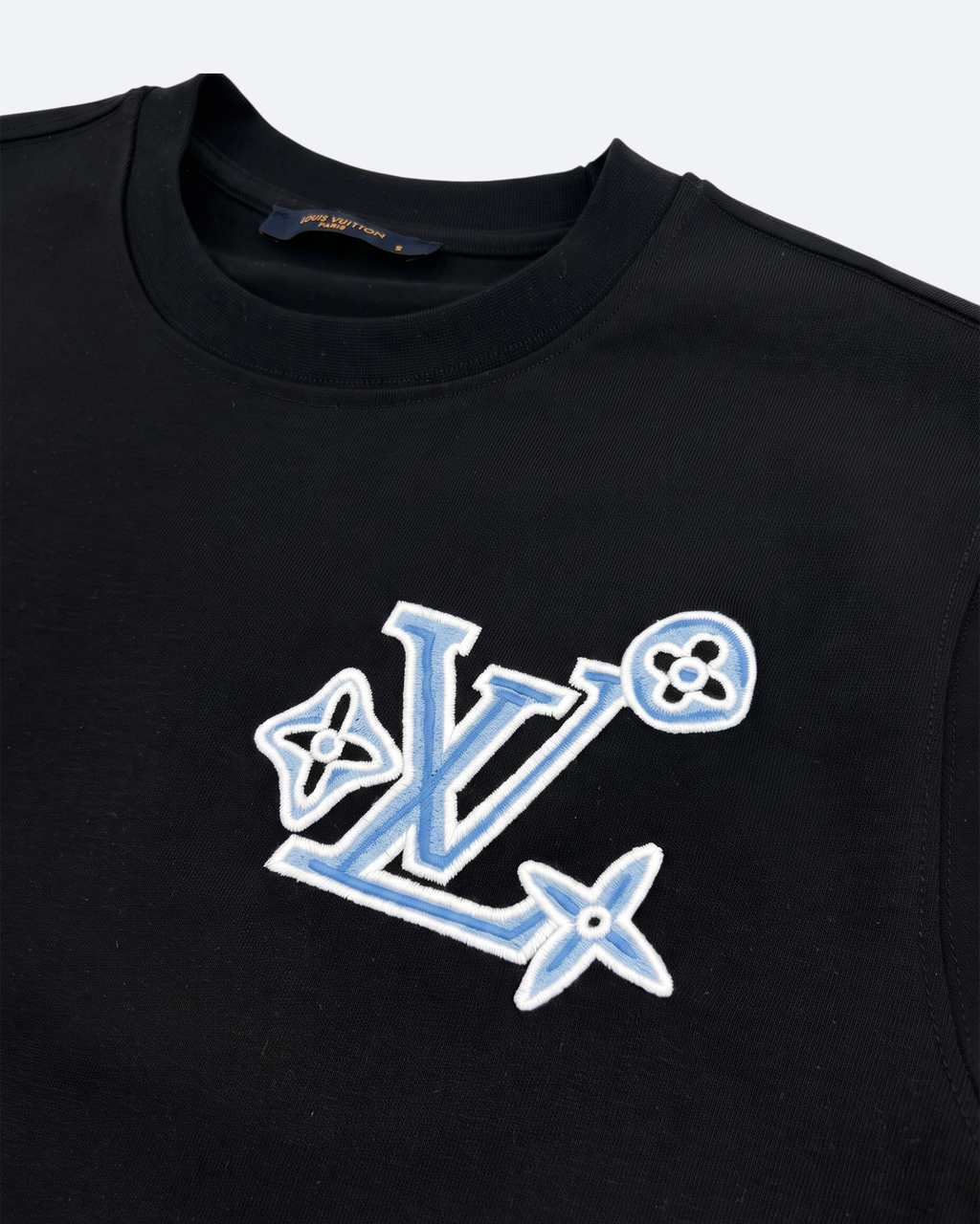 LVTN - Blue Monogram Embroidery T-Shirt - Black