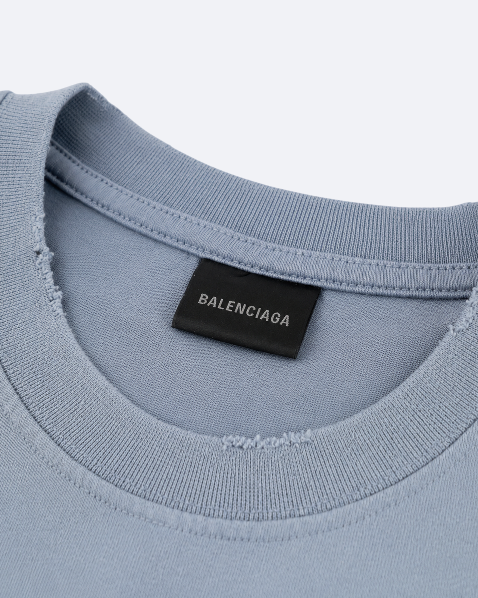 Balenciaga - Classic Logo Distressed T-Shirt - Light Blue