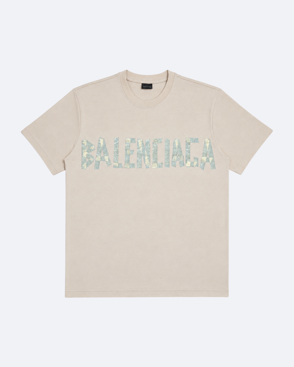 Balenciaga - Yellow Tape Logo T-Shirt - Beige