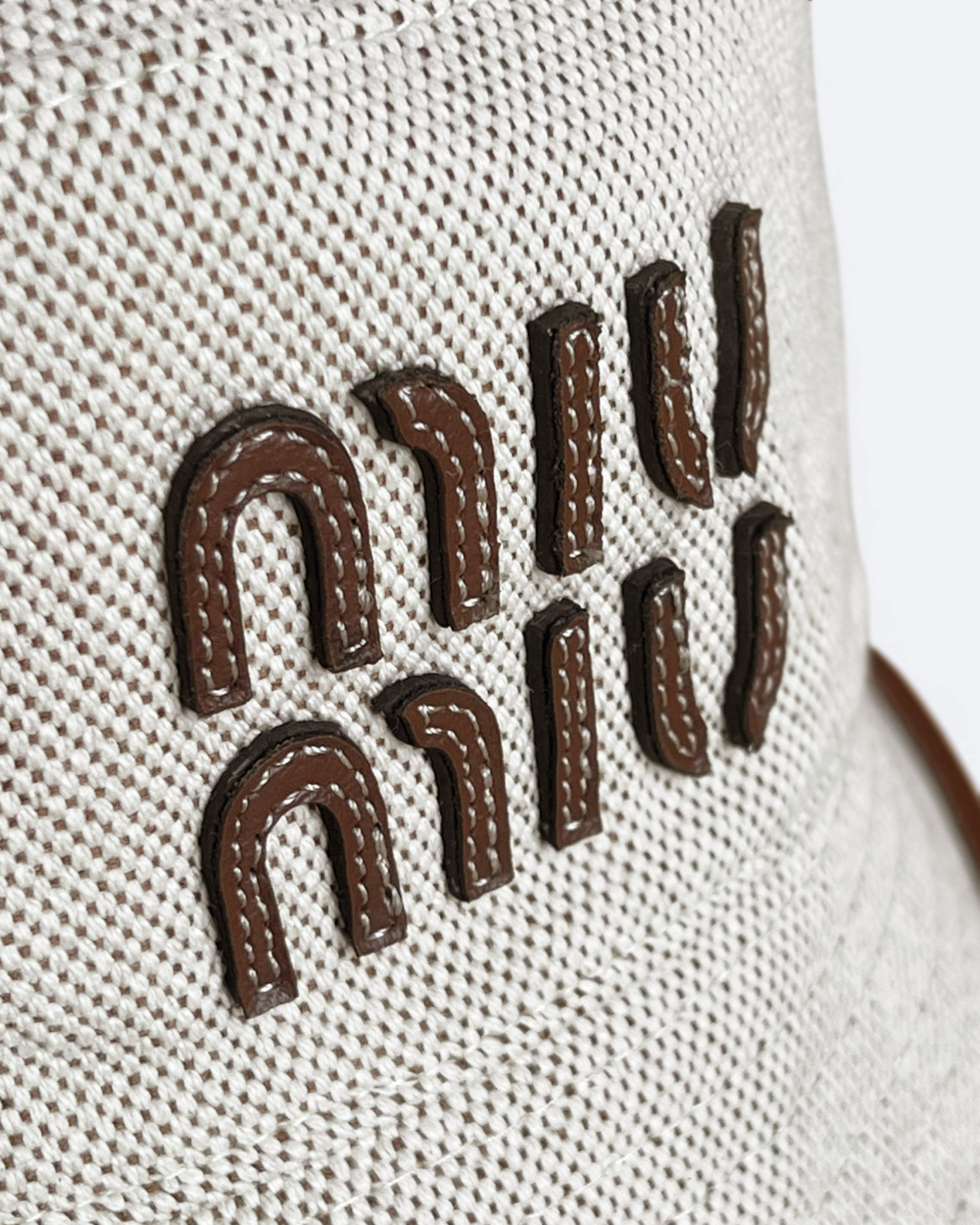 Miu Miu - Canvas and Leather Logo Bucket Hat - Beige