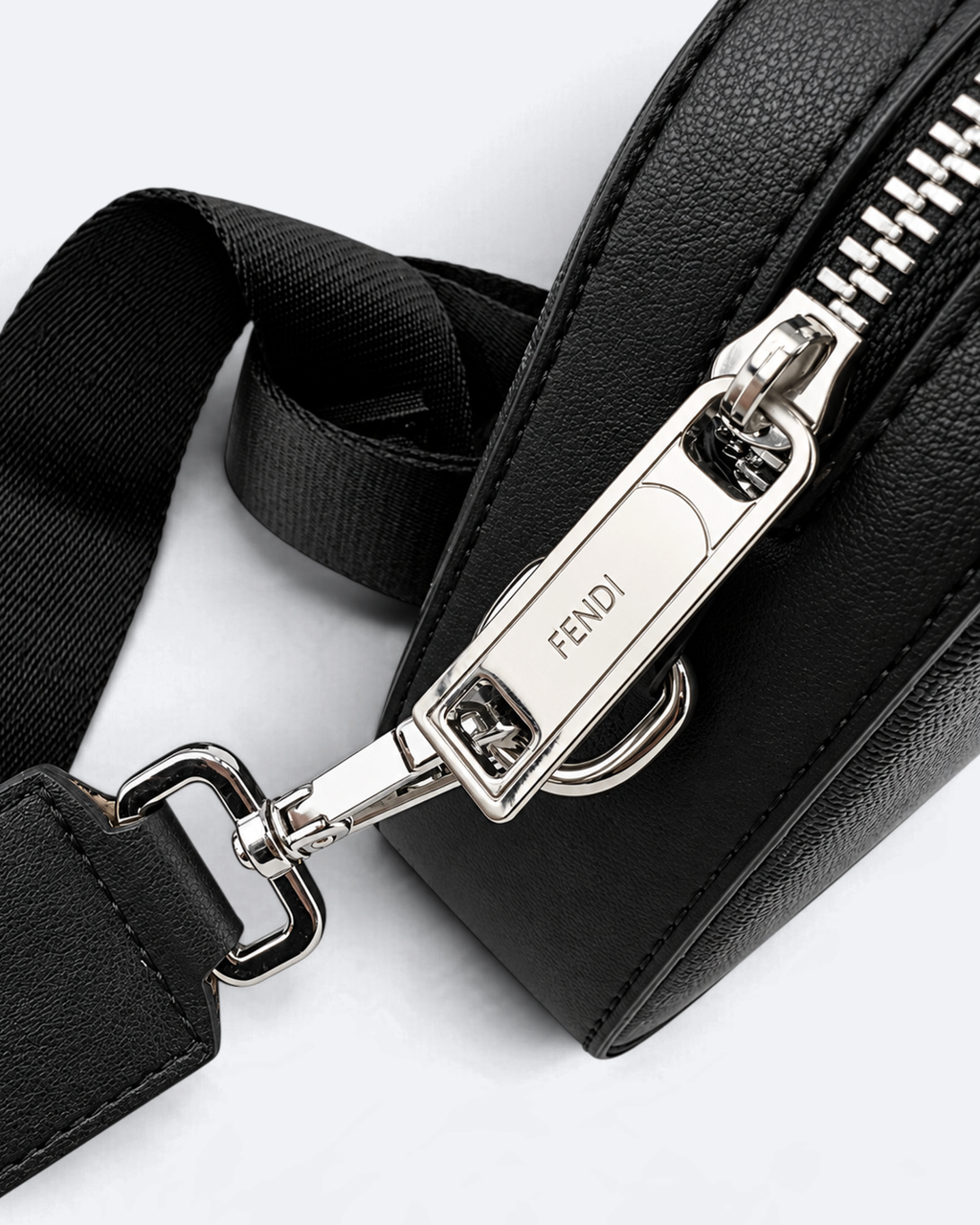 Fendi - Yellow Stripe Embossed Messenger Bag - Black