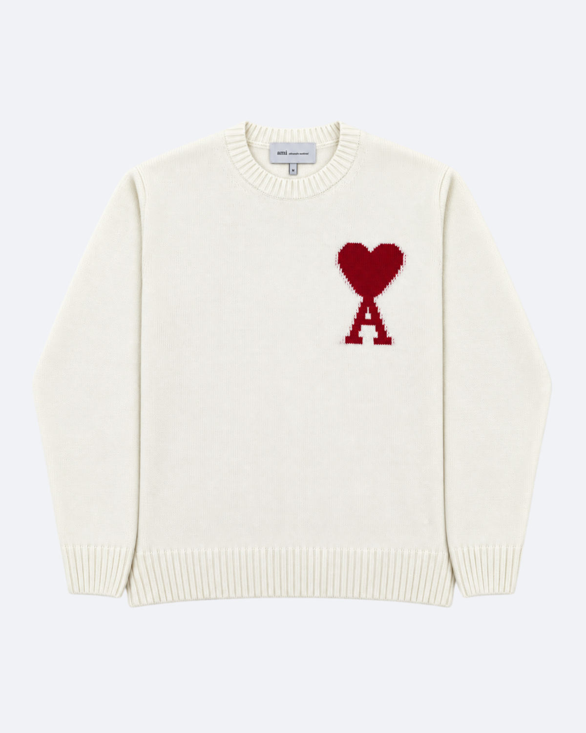 AMI - Heart Logo Knit Sweater - White