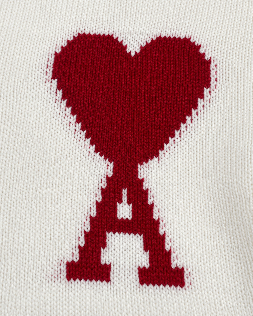 AMI - Heart Logo Knit Sweater - White