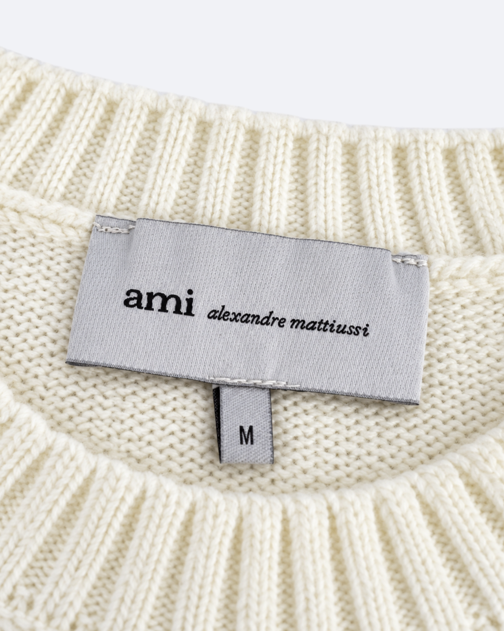 AMI - Heart Logo Knit Sweater - White