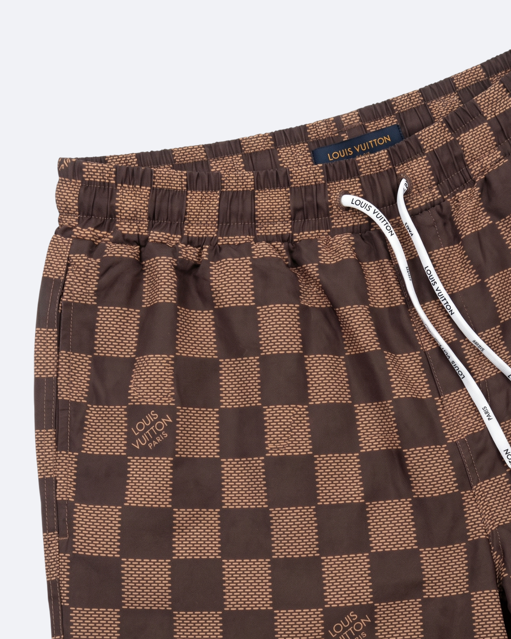 LVTN - Damier Pattern Swim Shorts - Brown