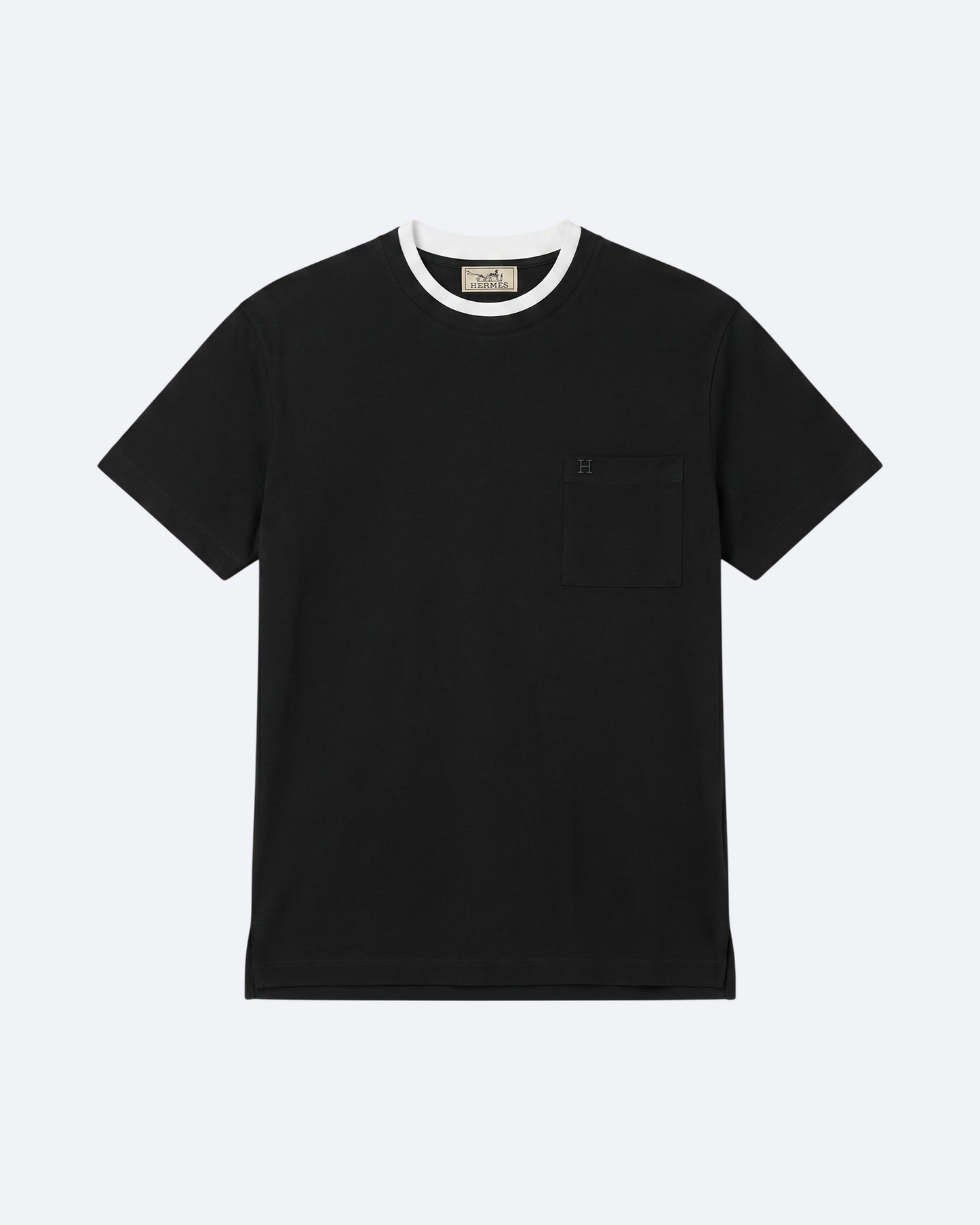 Hermes - Contrast Neckband Pocket T-Shirt - Black