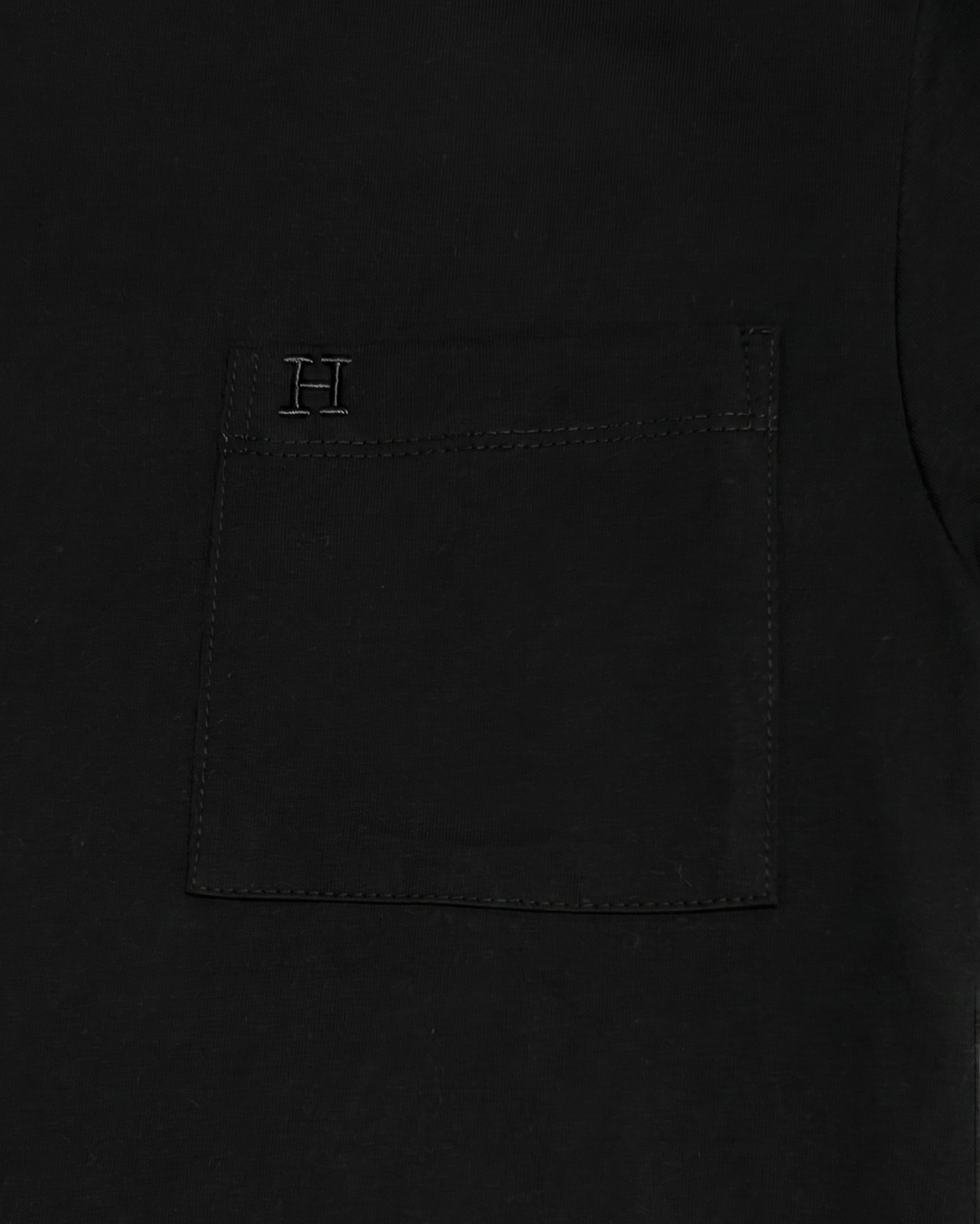 Hermes - Contrast Neckband Pocket T-Shirt - Black