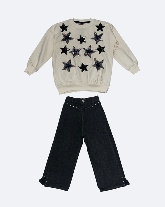 Stars - Blouse and Jeans For Girl